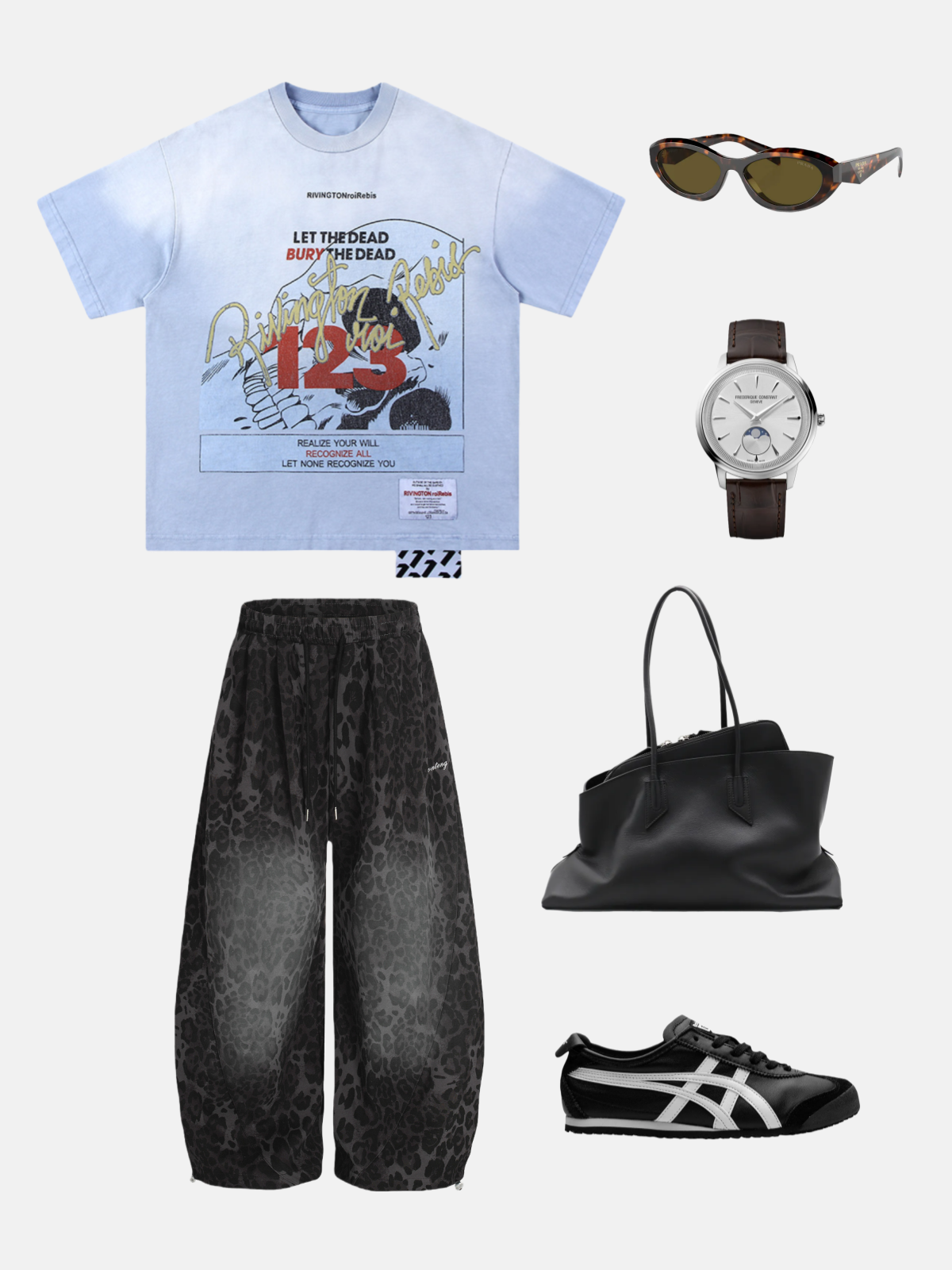 Haaura Gothic Text & Number Print Oversized Tee