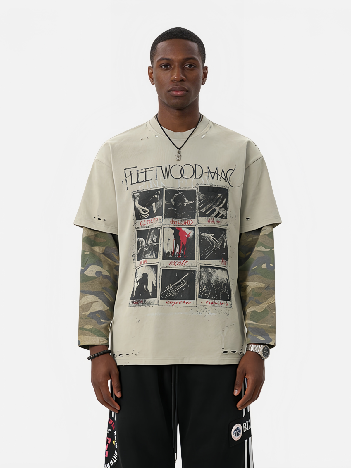 Haaura Graphic Distressed Layered Tee