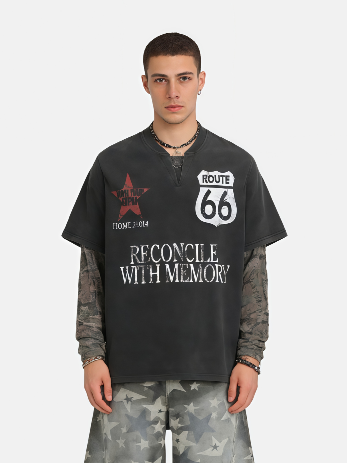 Haaura Graphic Layered Camo Tee