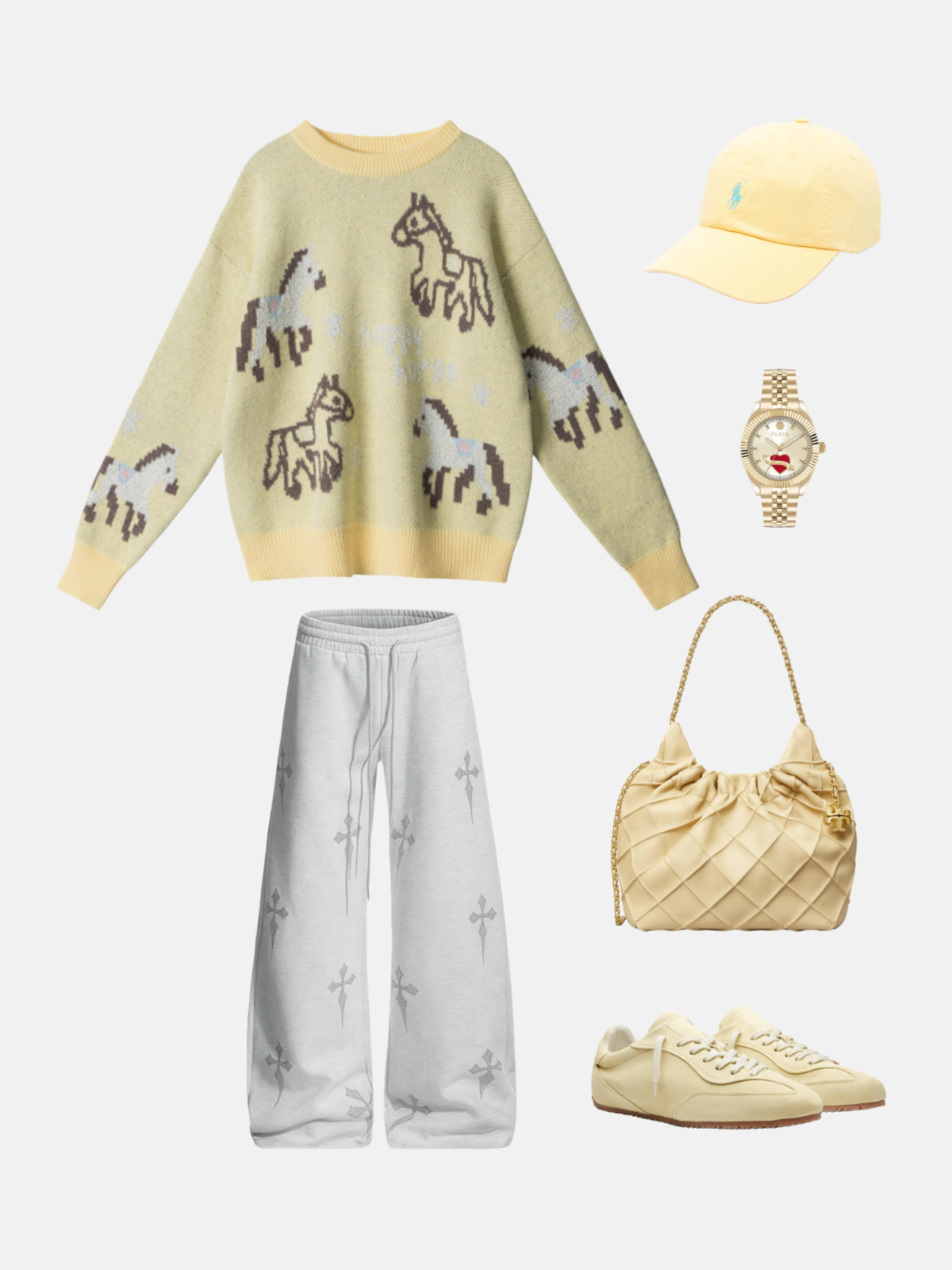 Haaura Happy Horse Embroidered Crewneck Sweater