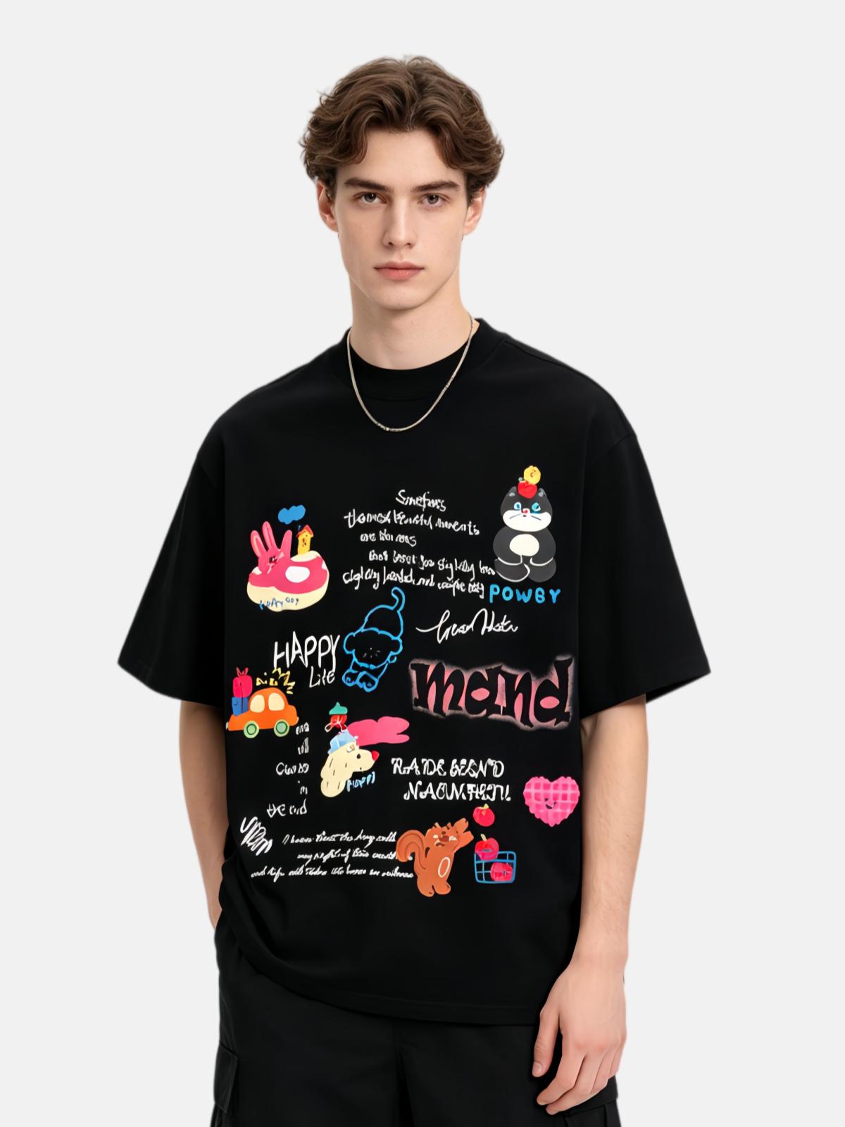 Haaura 'Happy Life' Cartoon Animals Tee