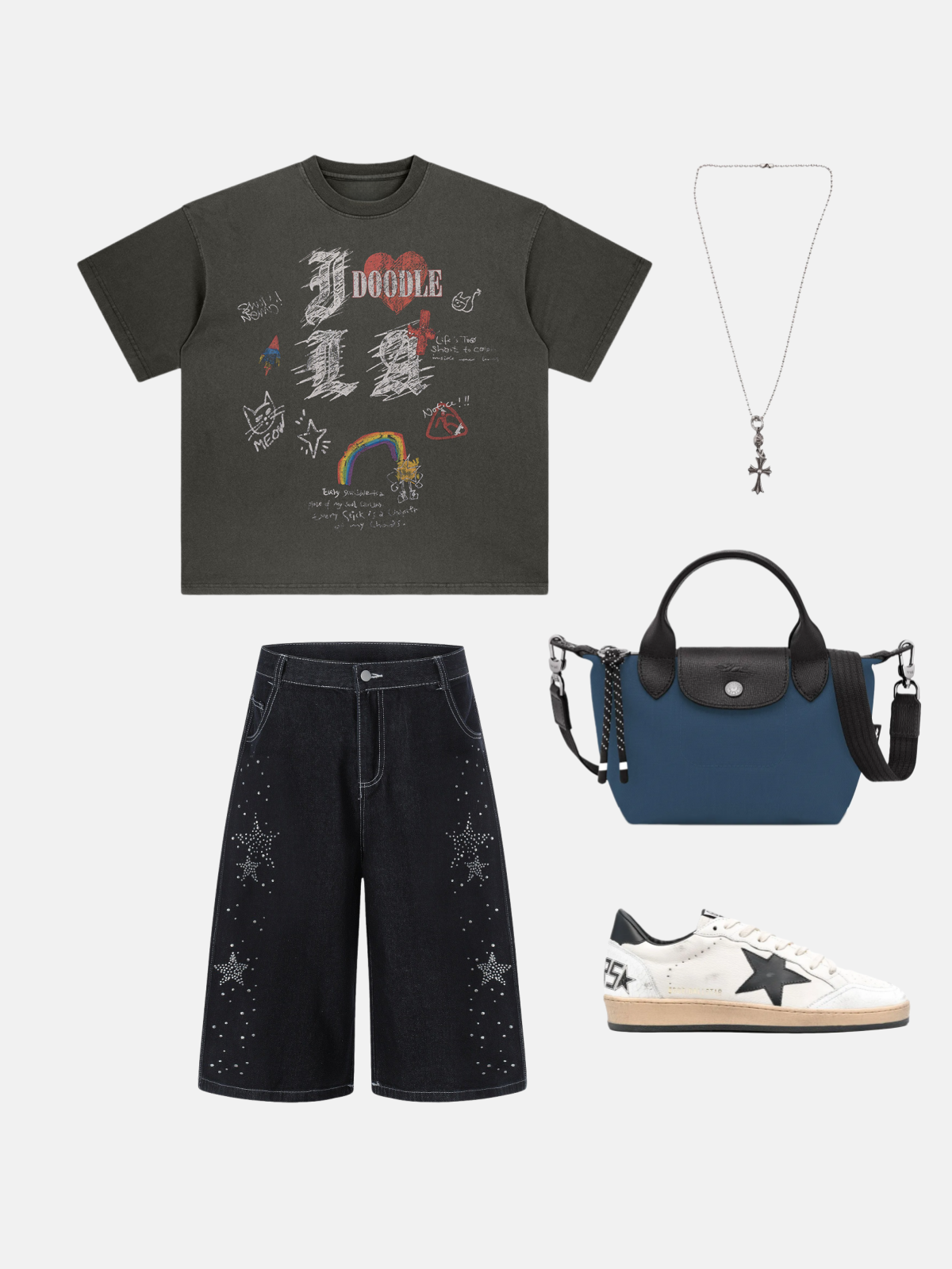 Haaura I DOODLE Love Distressed Graphic Tee