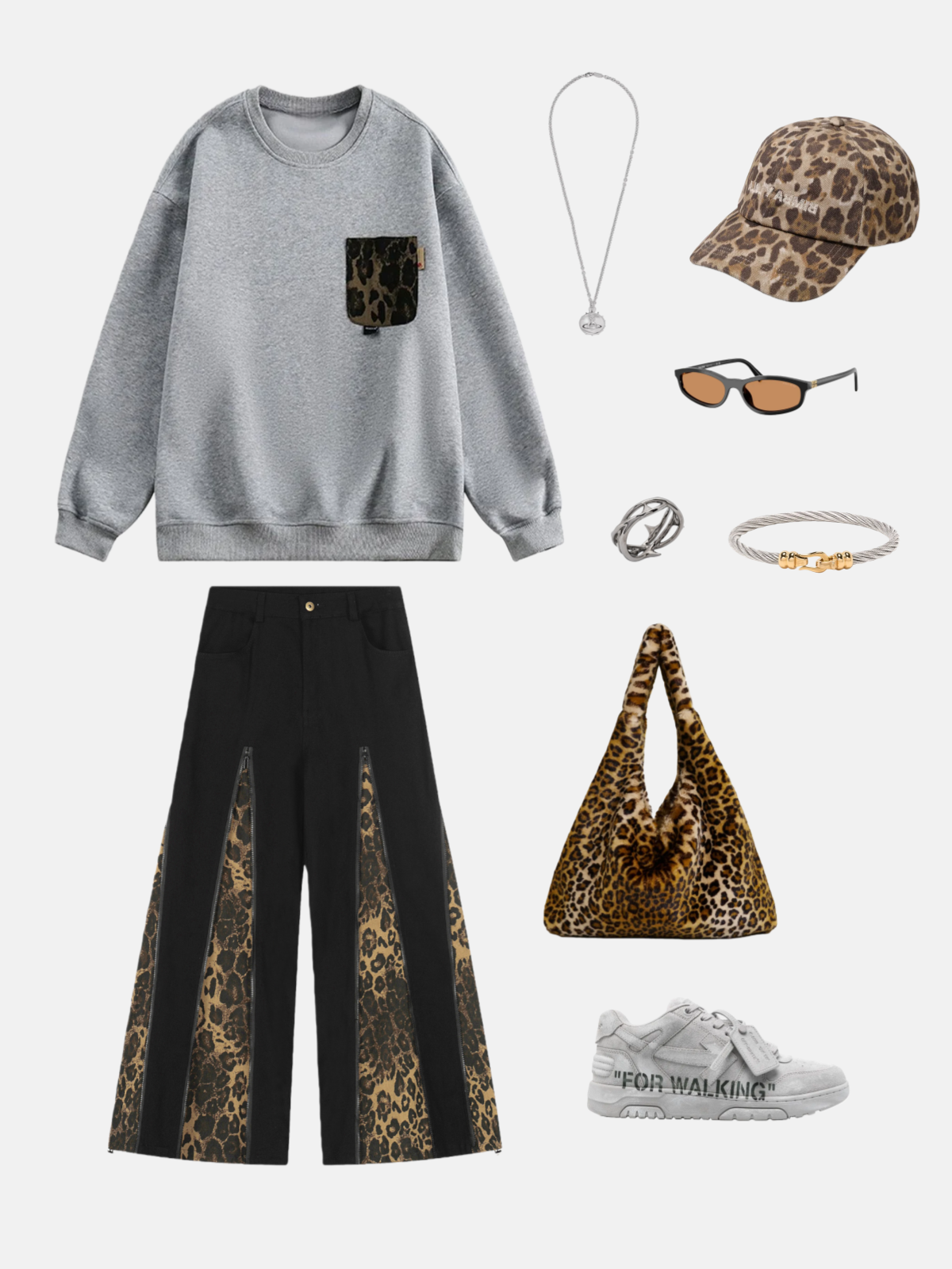 Haaura Leopard Graphic Pocket Sweatshirt