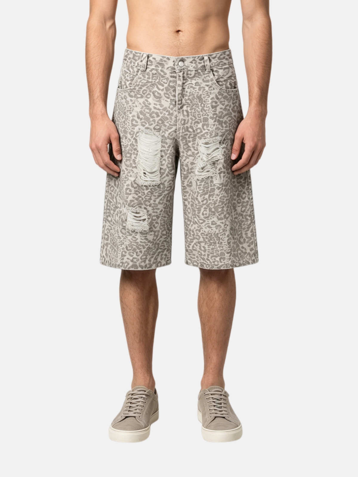 Haaura Leopard Panel Longline Jorts