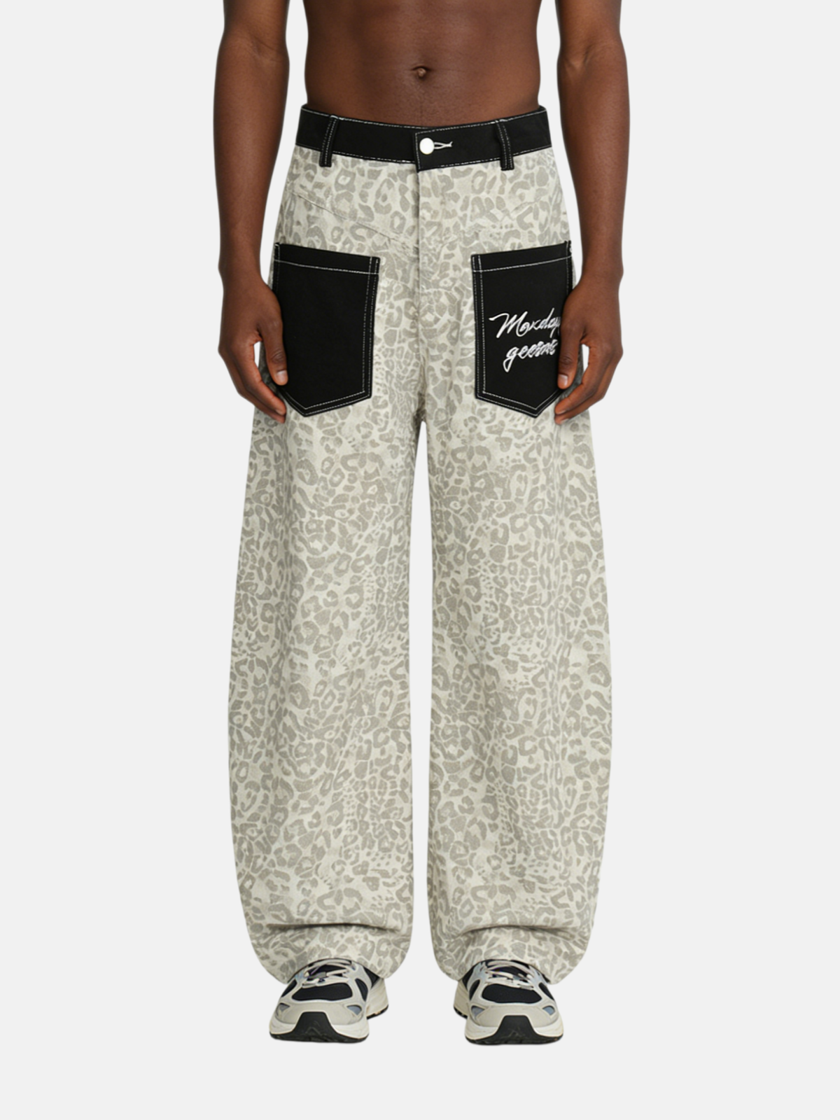 Haaura Leopard Print Wide-Leg Pants