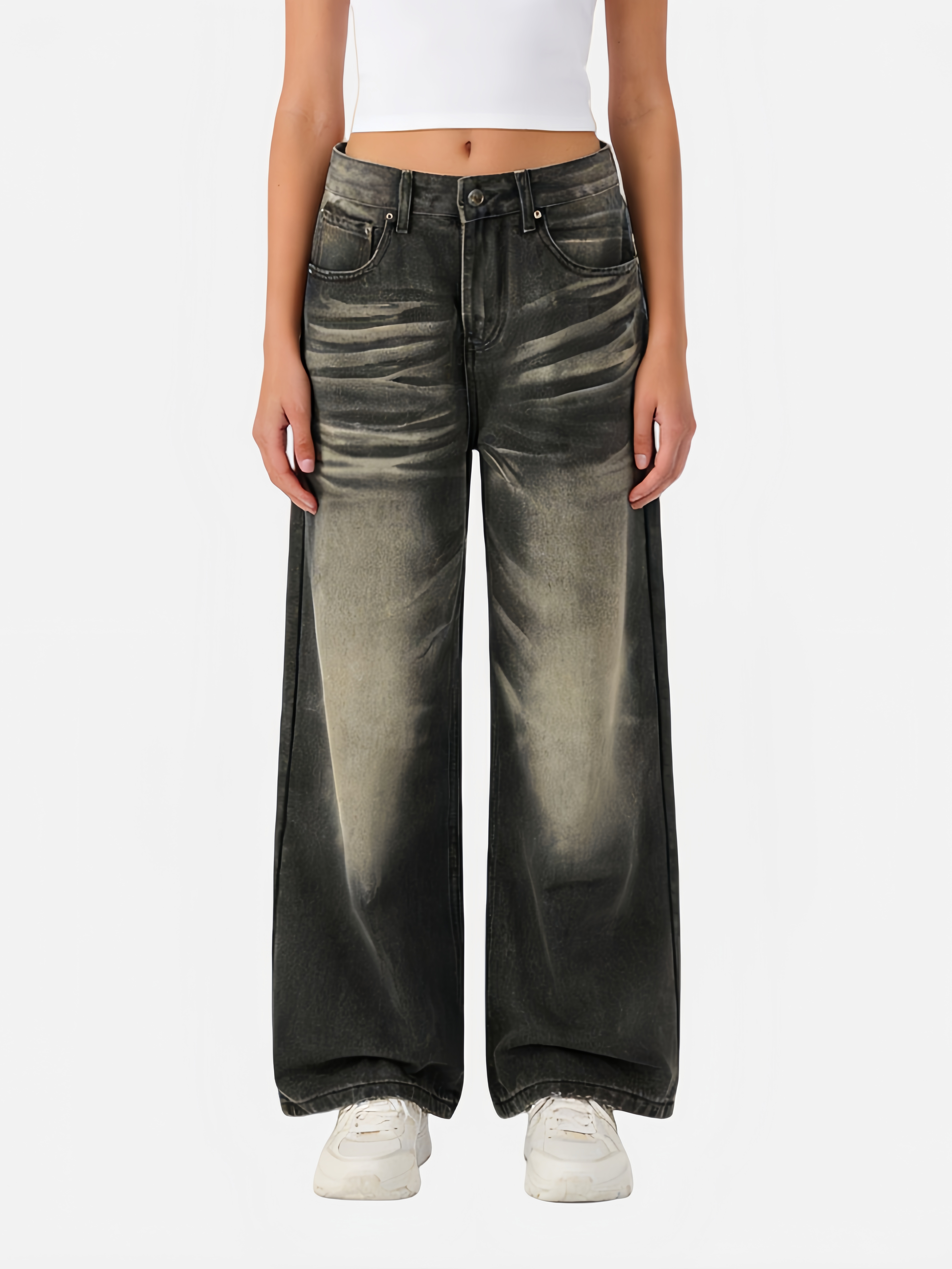 Haaura Ombré Washed Wide-Leg Denim Jeans