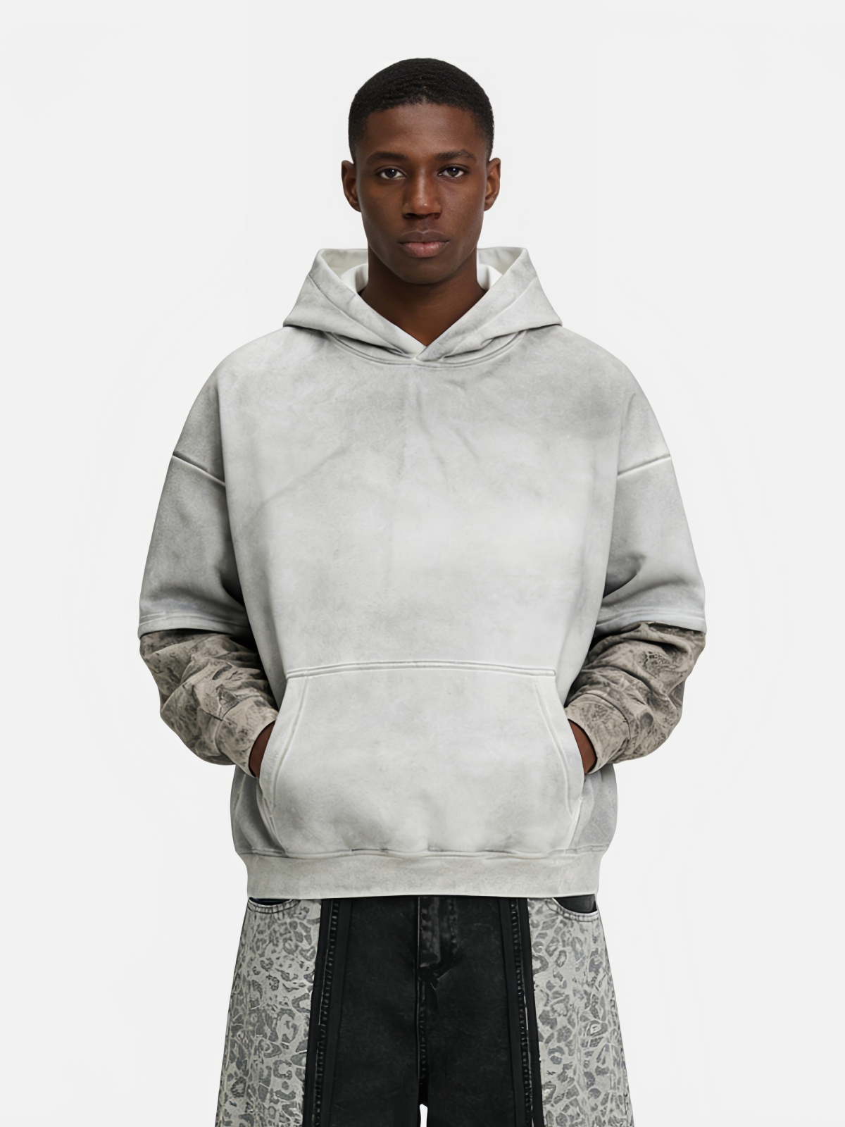 Haaura Oversized CAMO Sleeve Pullover Hoodie