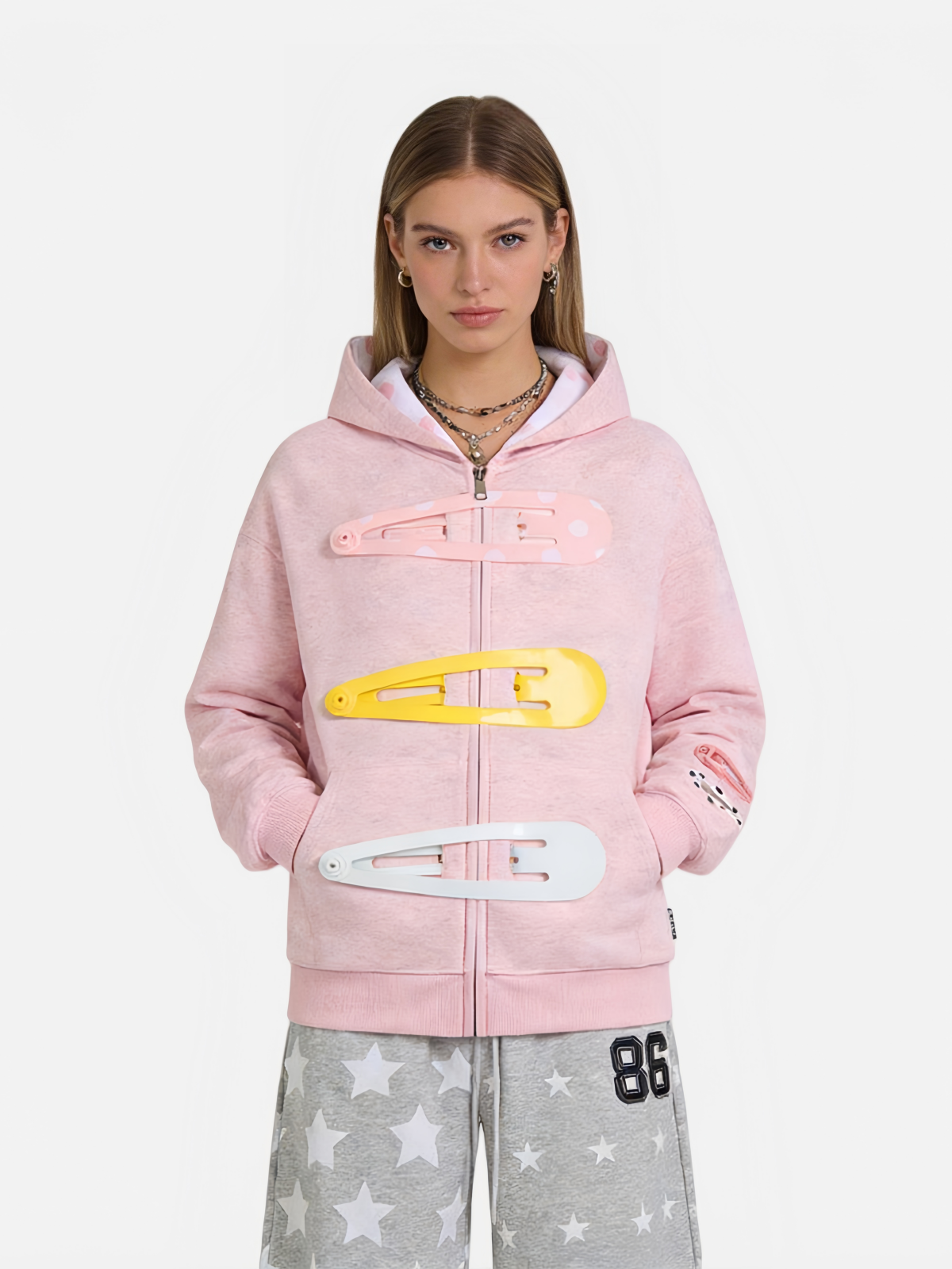 Haaura Oversized Plastic Barrette Decoration Hoodie