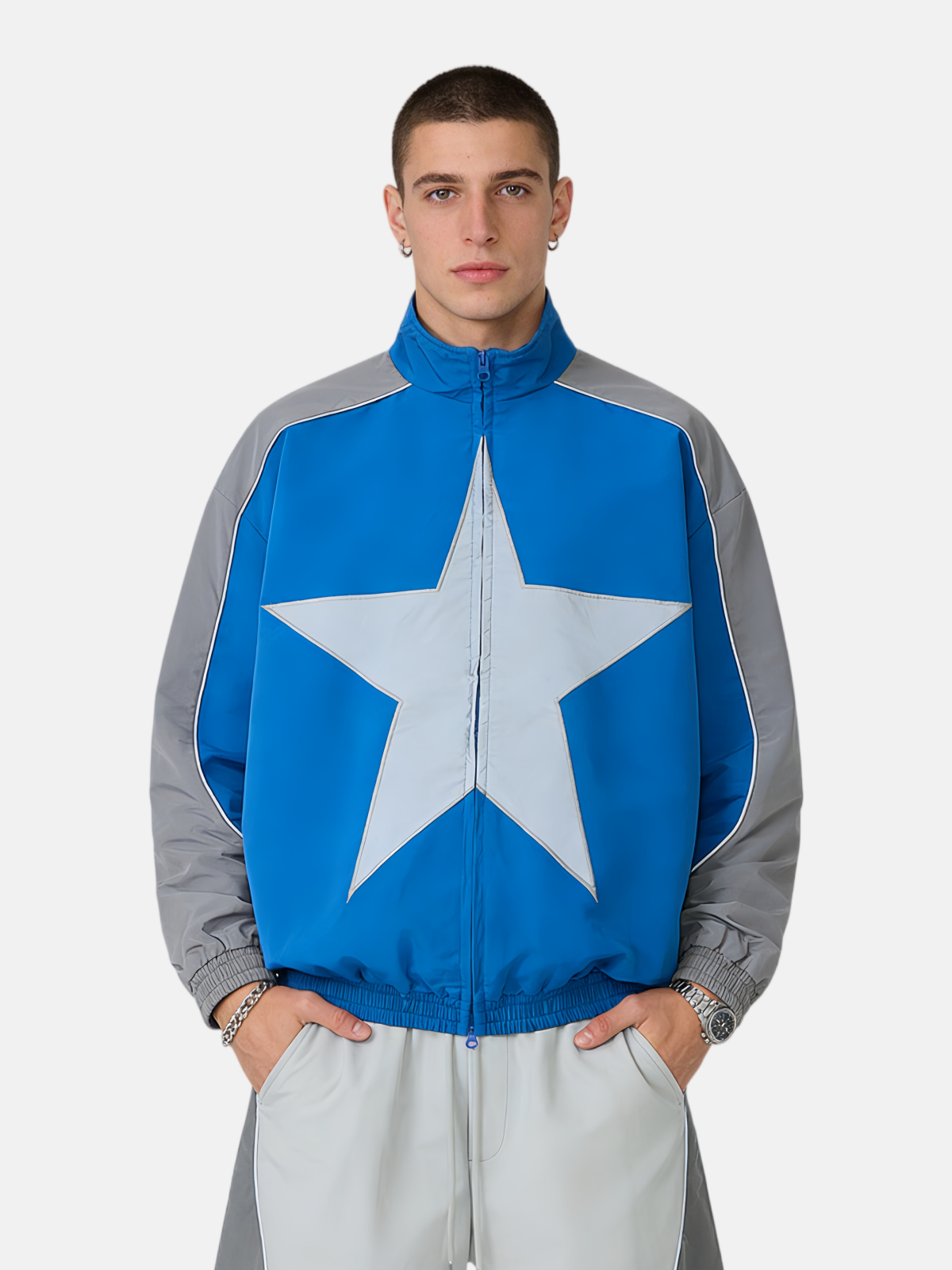 Haaura Panel Star Graphic Zip-Up Jacket