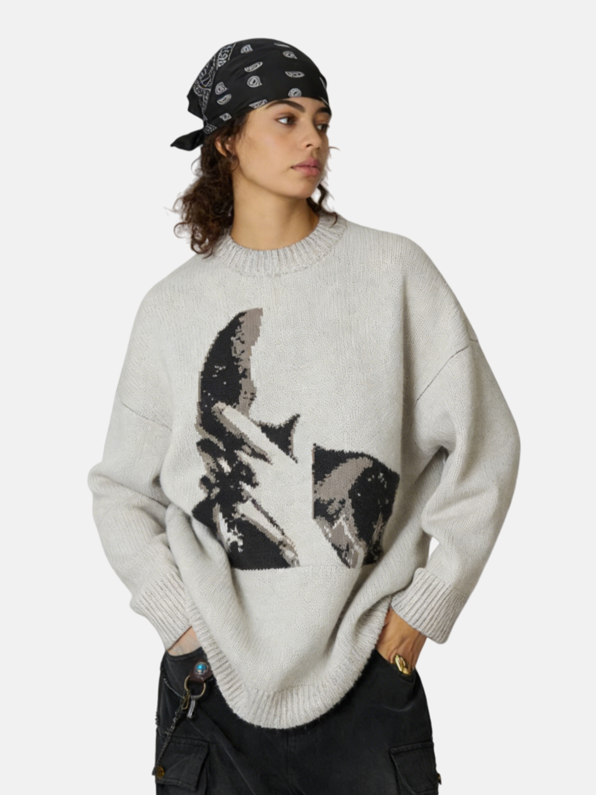 Haaura Pixelated Side Face & Fist Crewneck Sweater