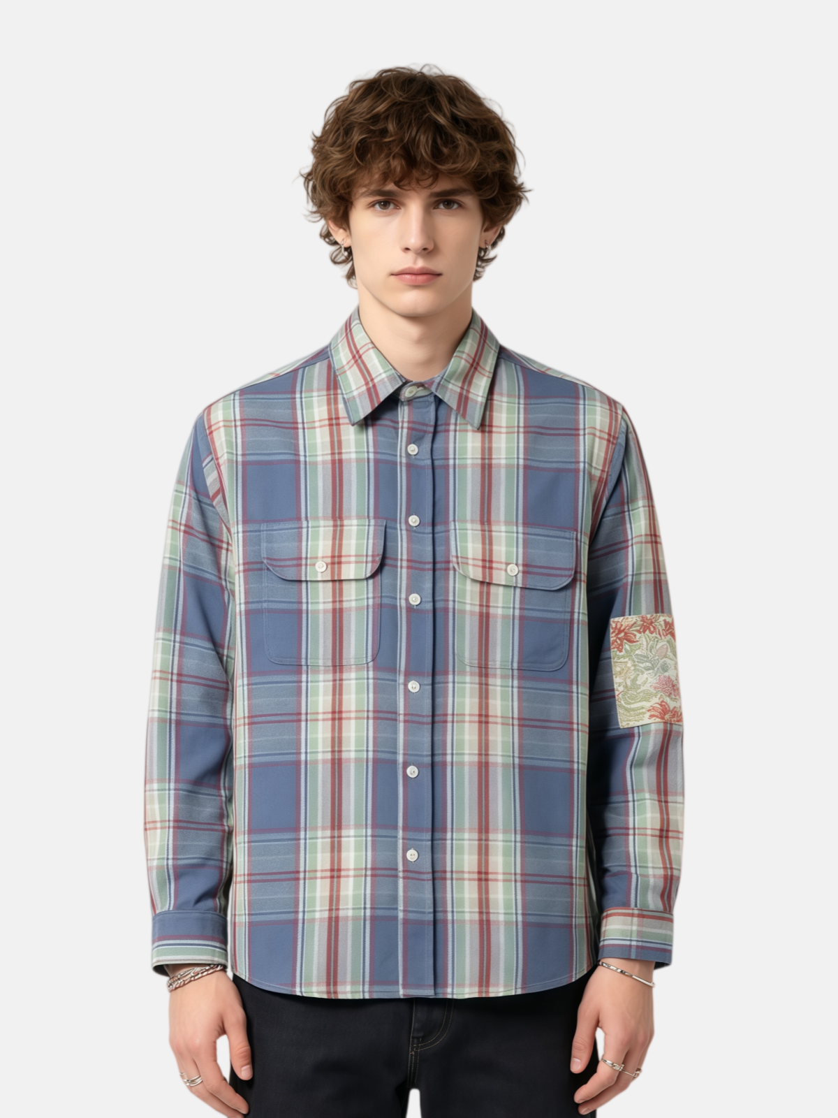 Haaura Plaid Patchwork Long Sleeve Shirt