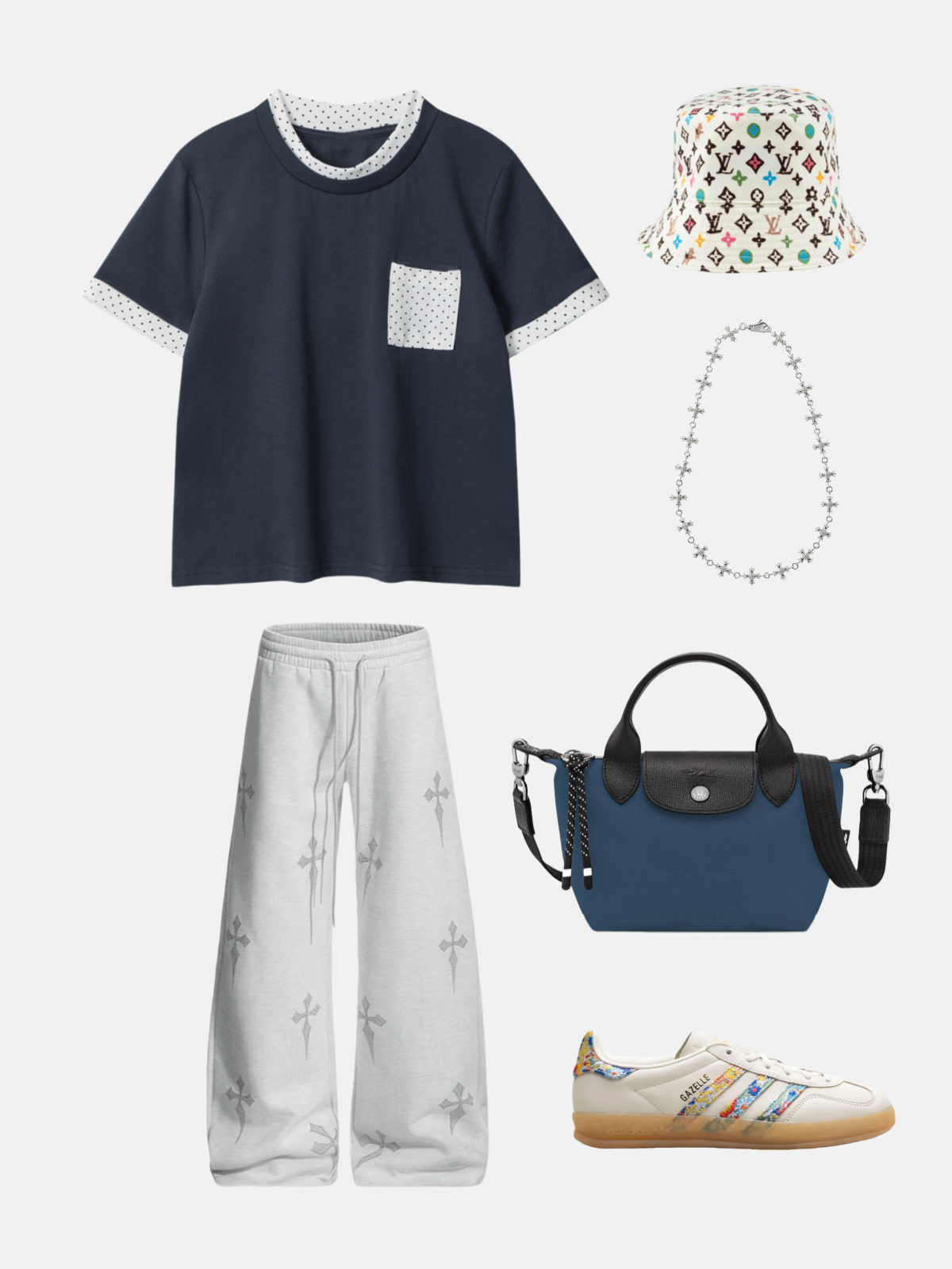 Haaura Polka Dot Contrast Pocket Tee