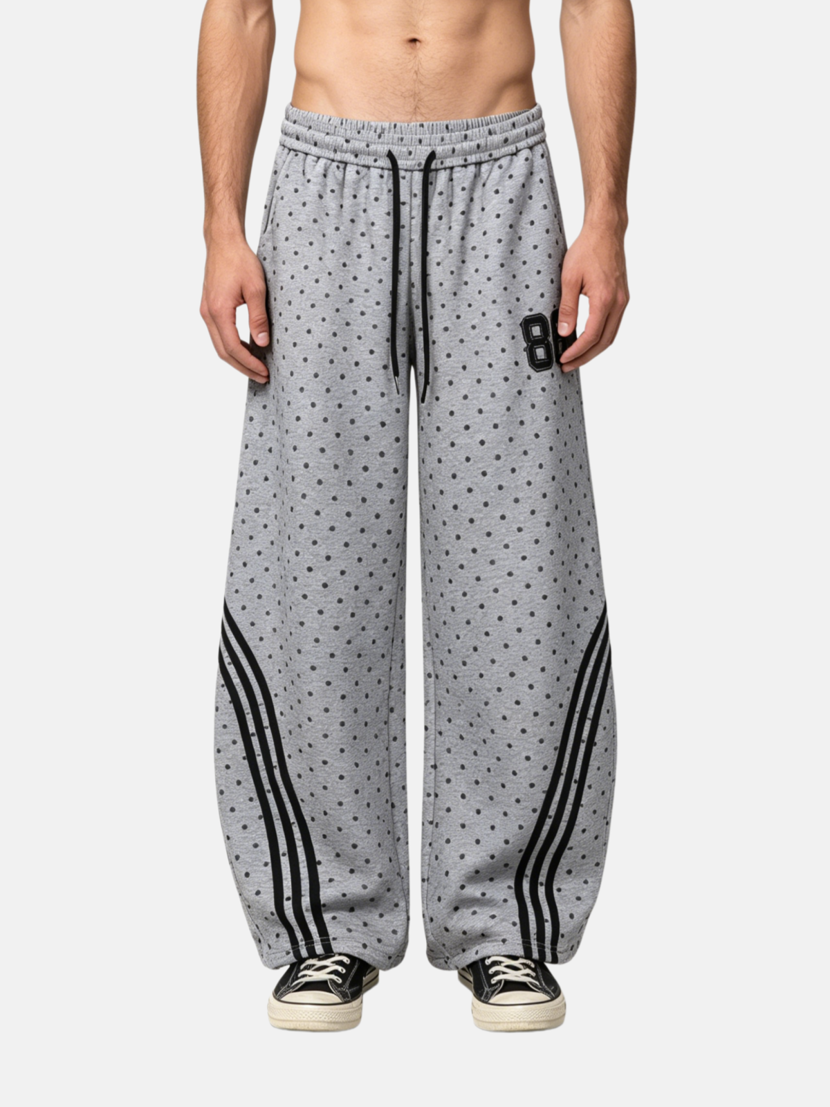 Haaura Polka Dot Panel Baggy Barrel Sweatpants
