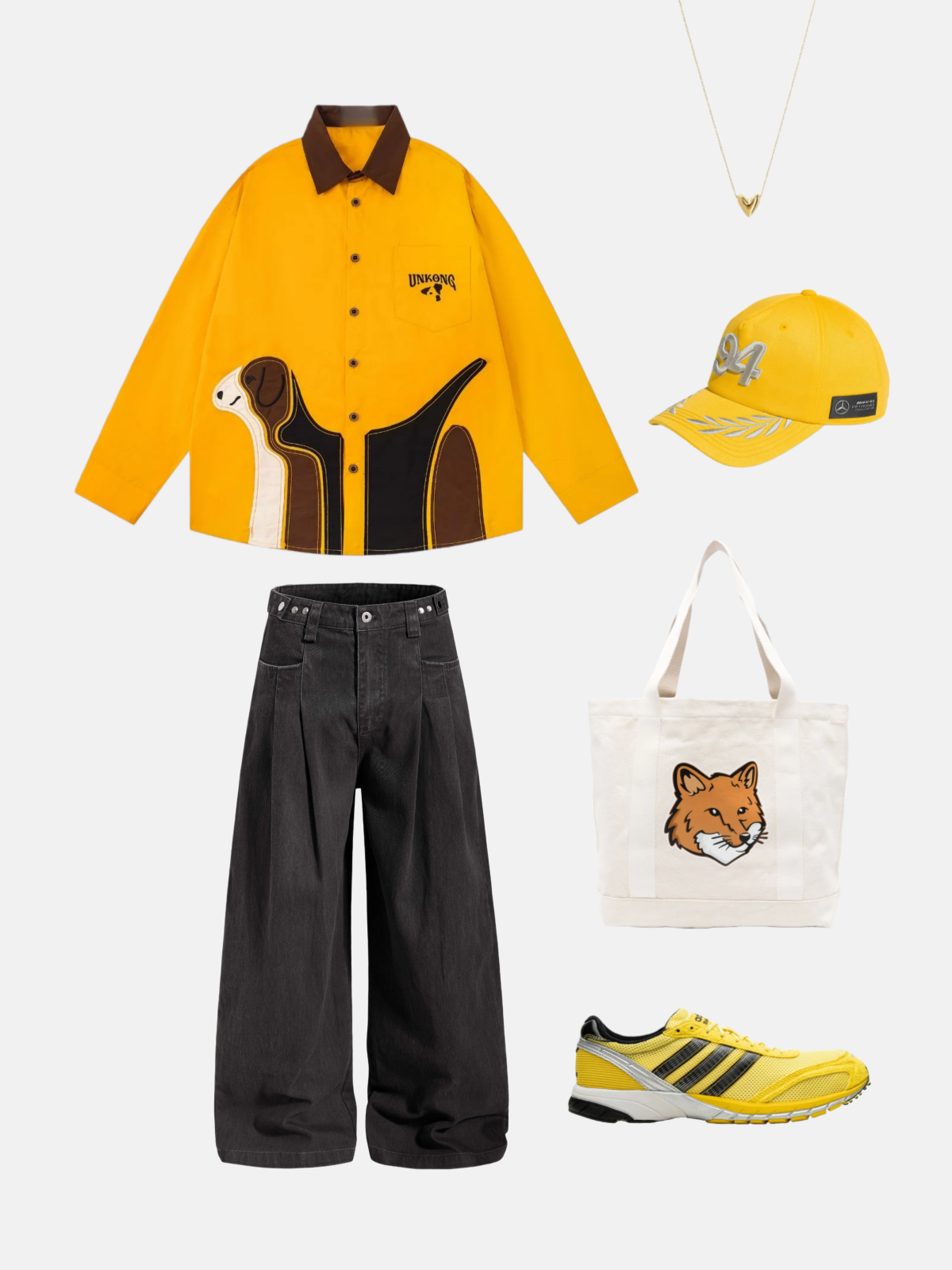 Haaura Retro Spliced Dog Silhouette Polo Shirt