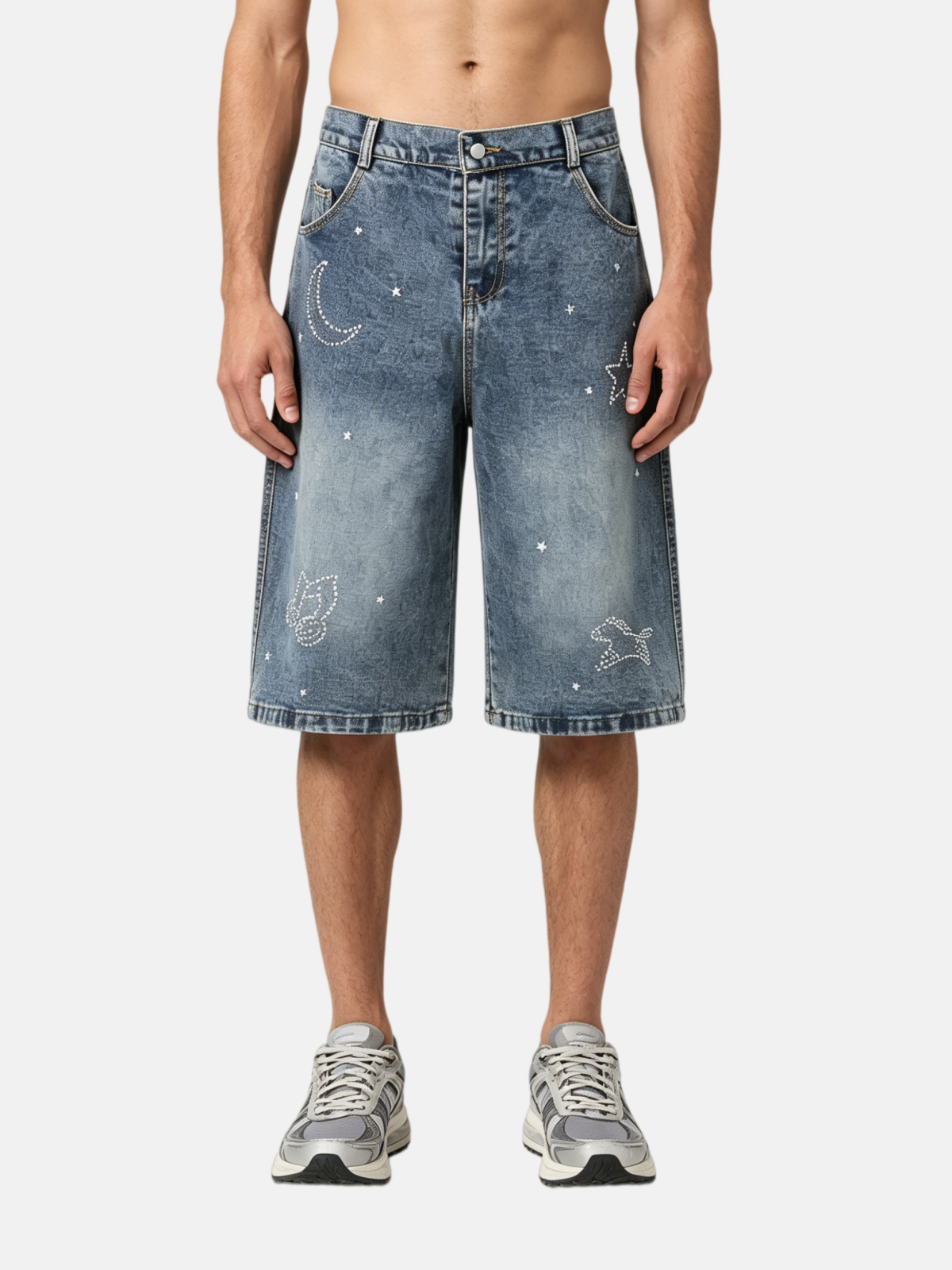 Haaura Rhinestone Star & Animal Washed Jorts