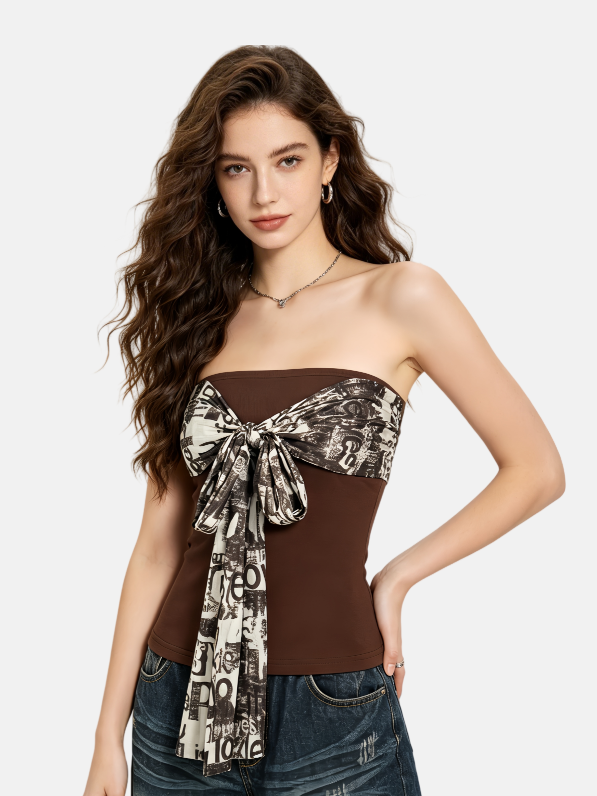 Haaura Ribbon Bow Bandeau Top