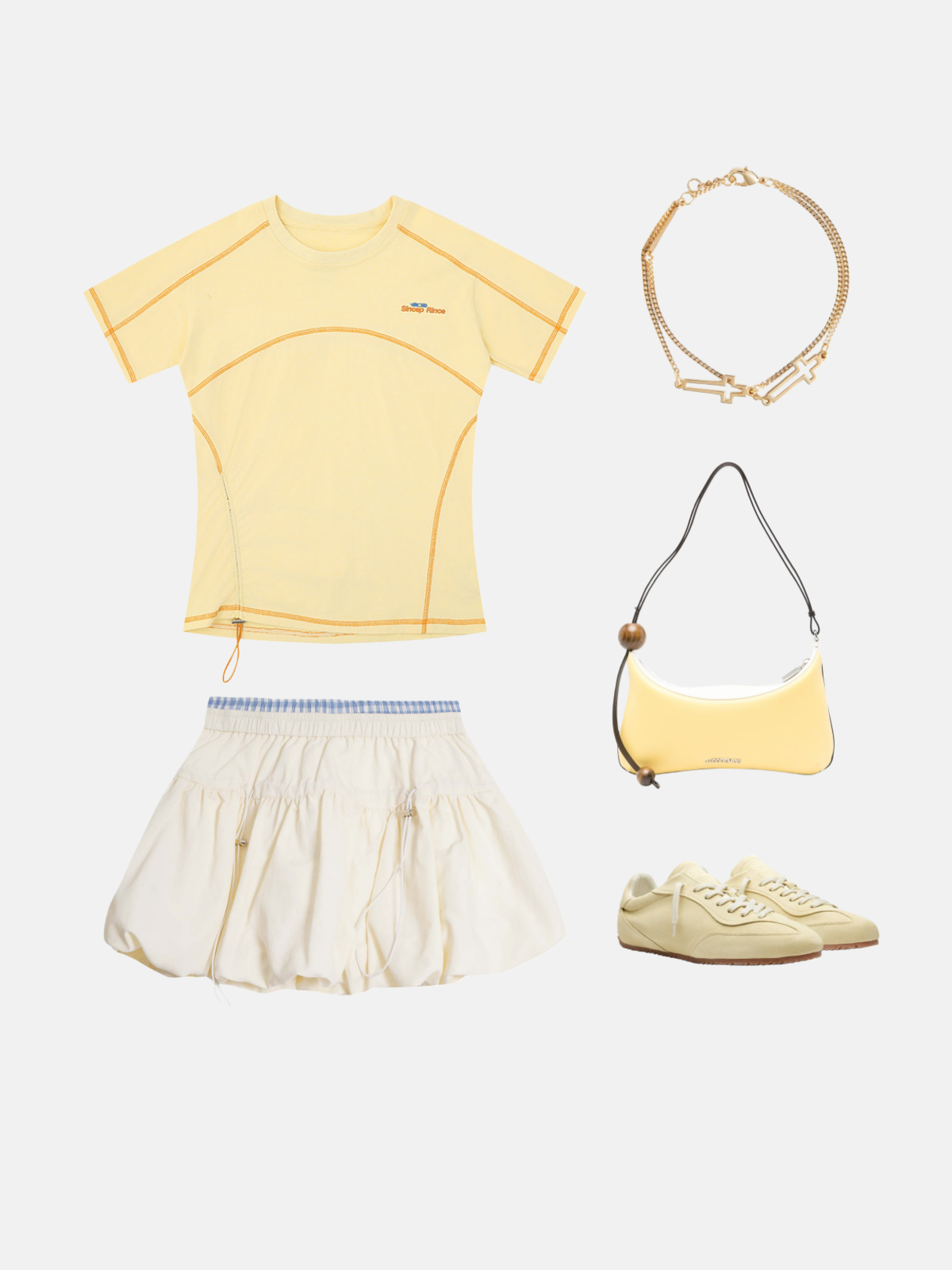 Haaura Side Drawstring Contrast Stitch Tee