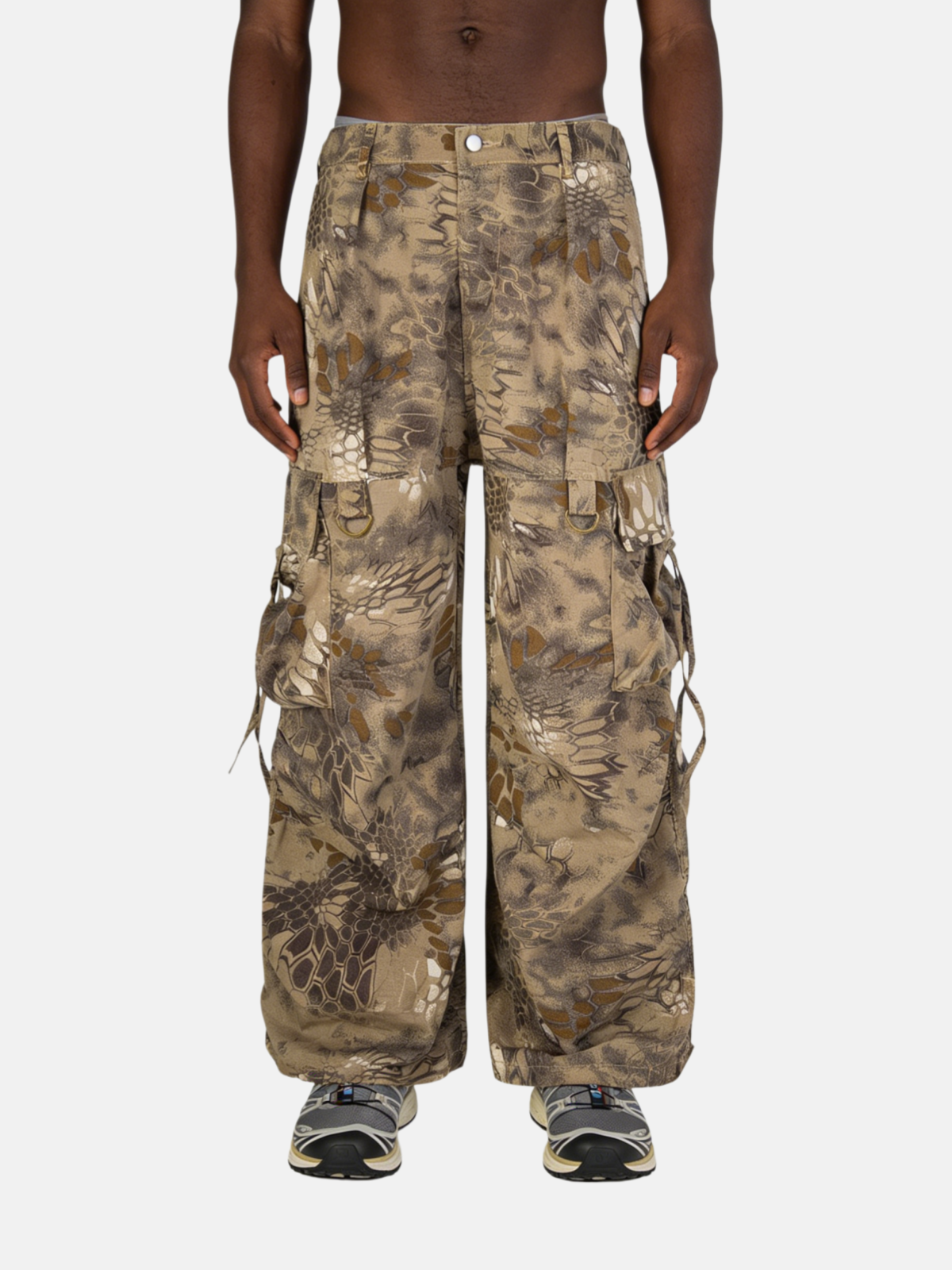 Haaura Snakeskin-Print Cargo Pants