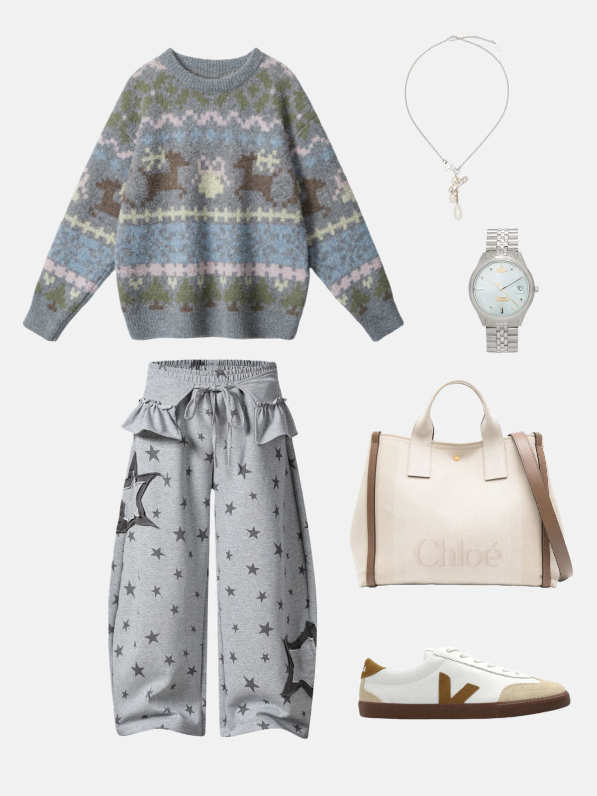 Haaura Star-Print Drawstring Wide-Leg Pants