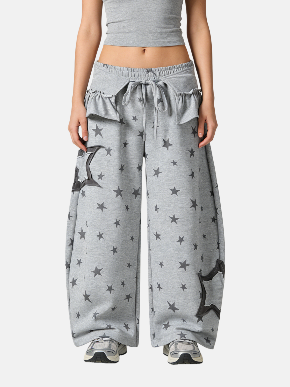 Haaura Star-Print Drawstring Wide-Leg Pants