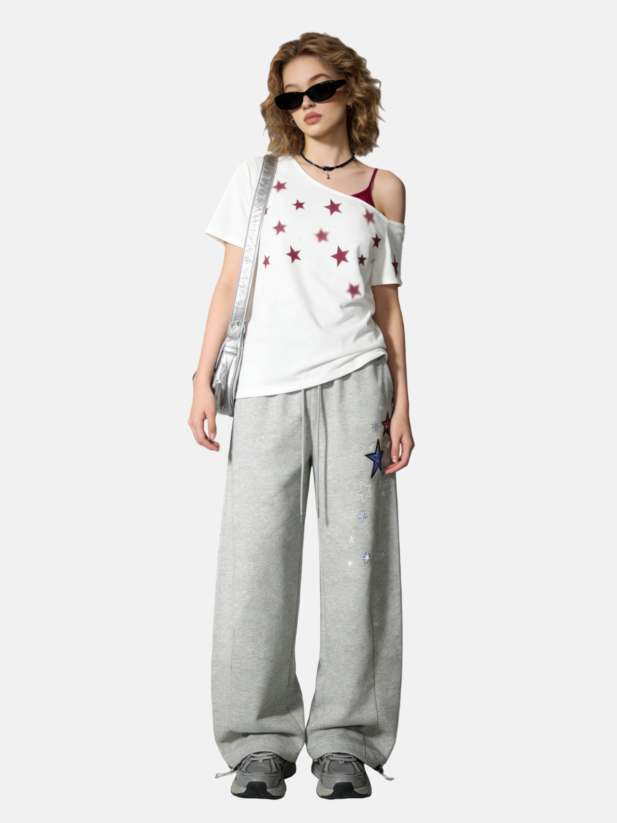 Haaura Star Floral Wide-Leg Joggers