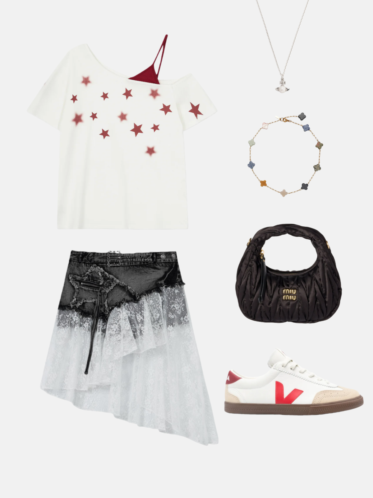 Haaura Star Graphic Off-The-Shoulder Tee