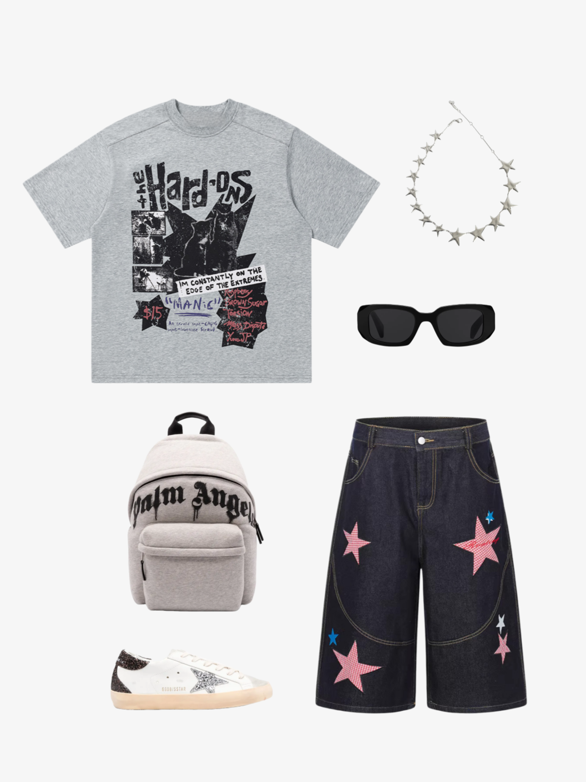 Haaura Star Patchwork Longline Jorts