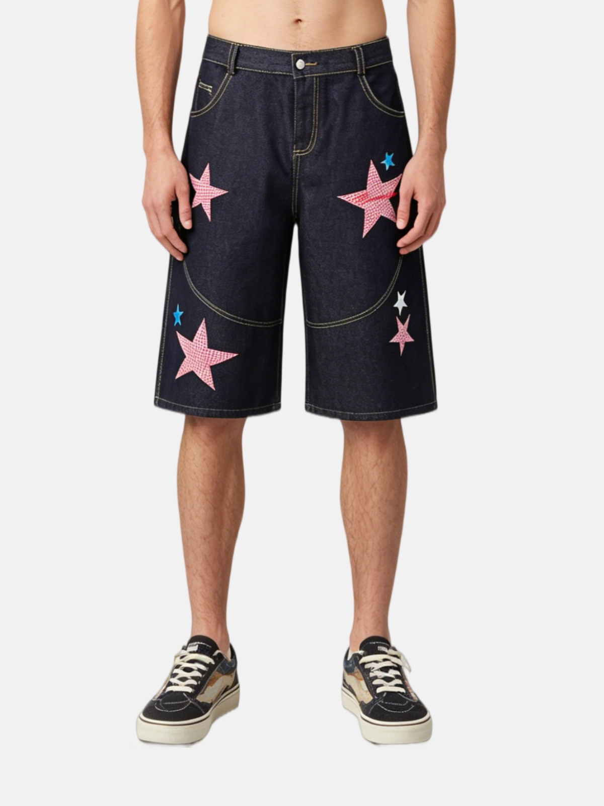 Haaura Star Patchwork Longline Jorts