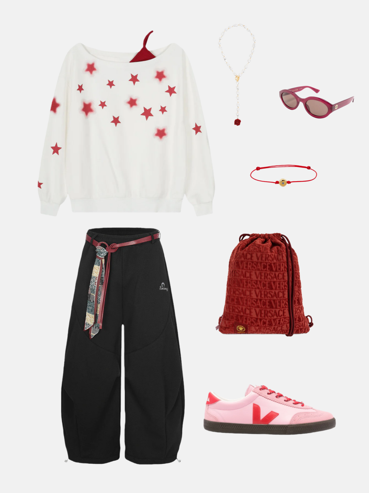 Haaura Stars Off-The-Shoulder Sweatshirt