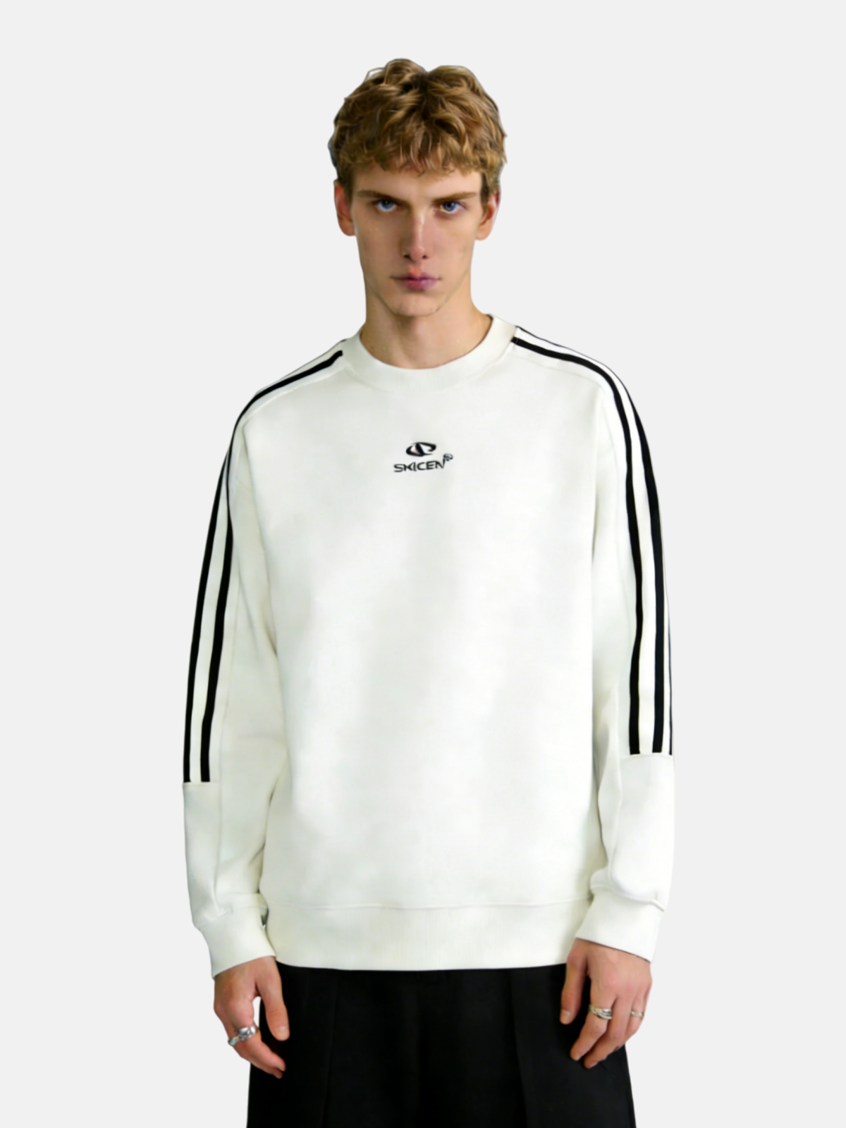 Haaura Stripe Microfiber Crewneck Sweatshirt