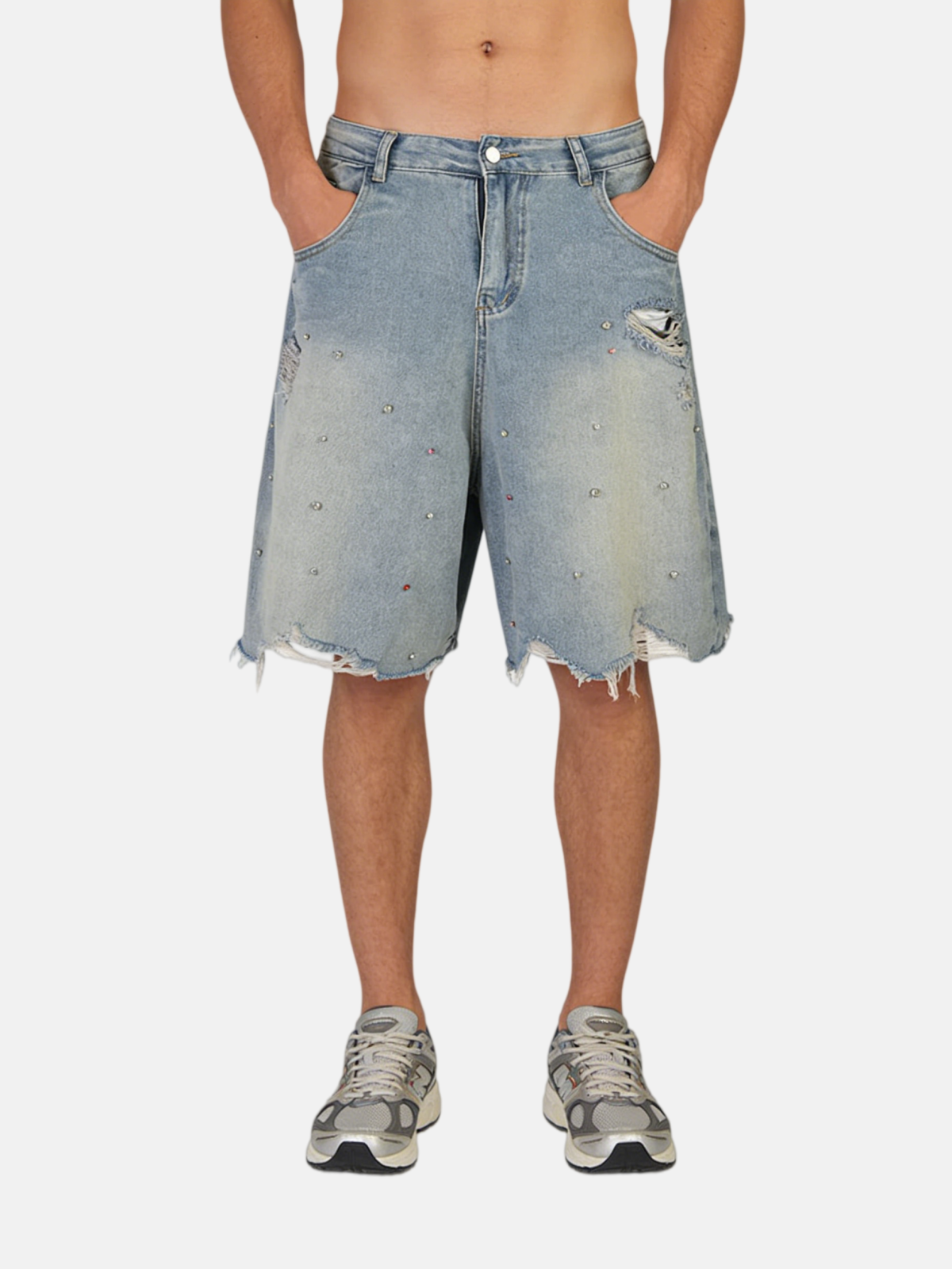 Haaura Studded Distressed Raw Hem Jorts