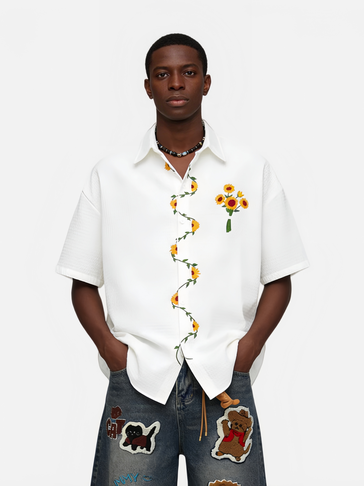 Haaura Sunflower Embroidered Shirt