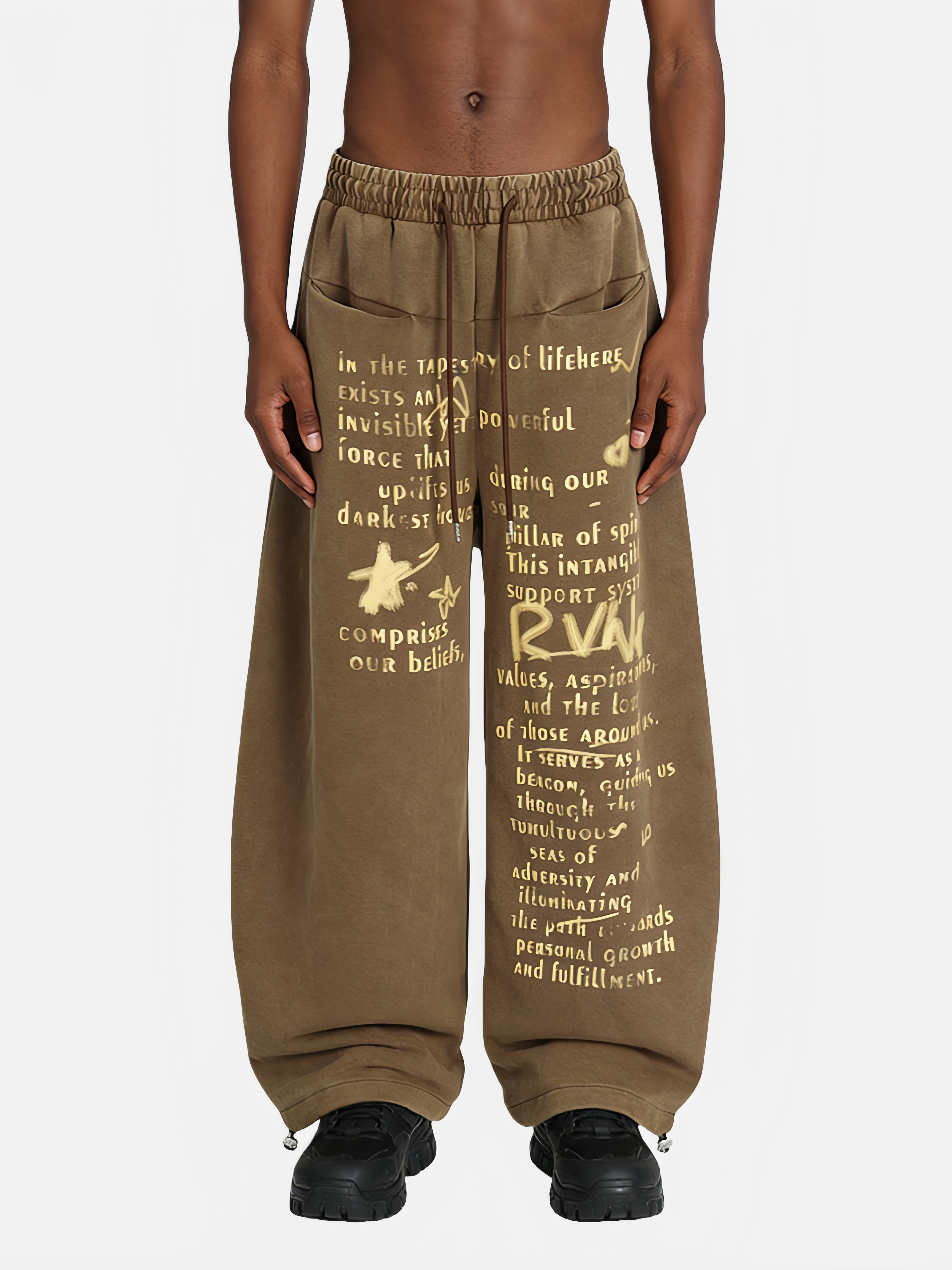 Haaura Text-Print Wide-Leg Pants
