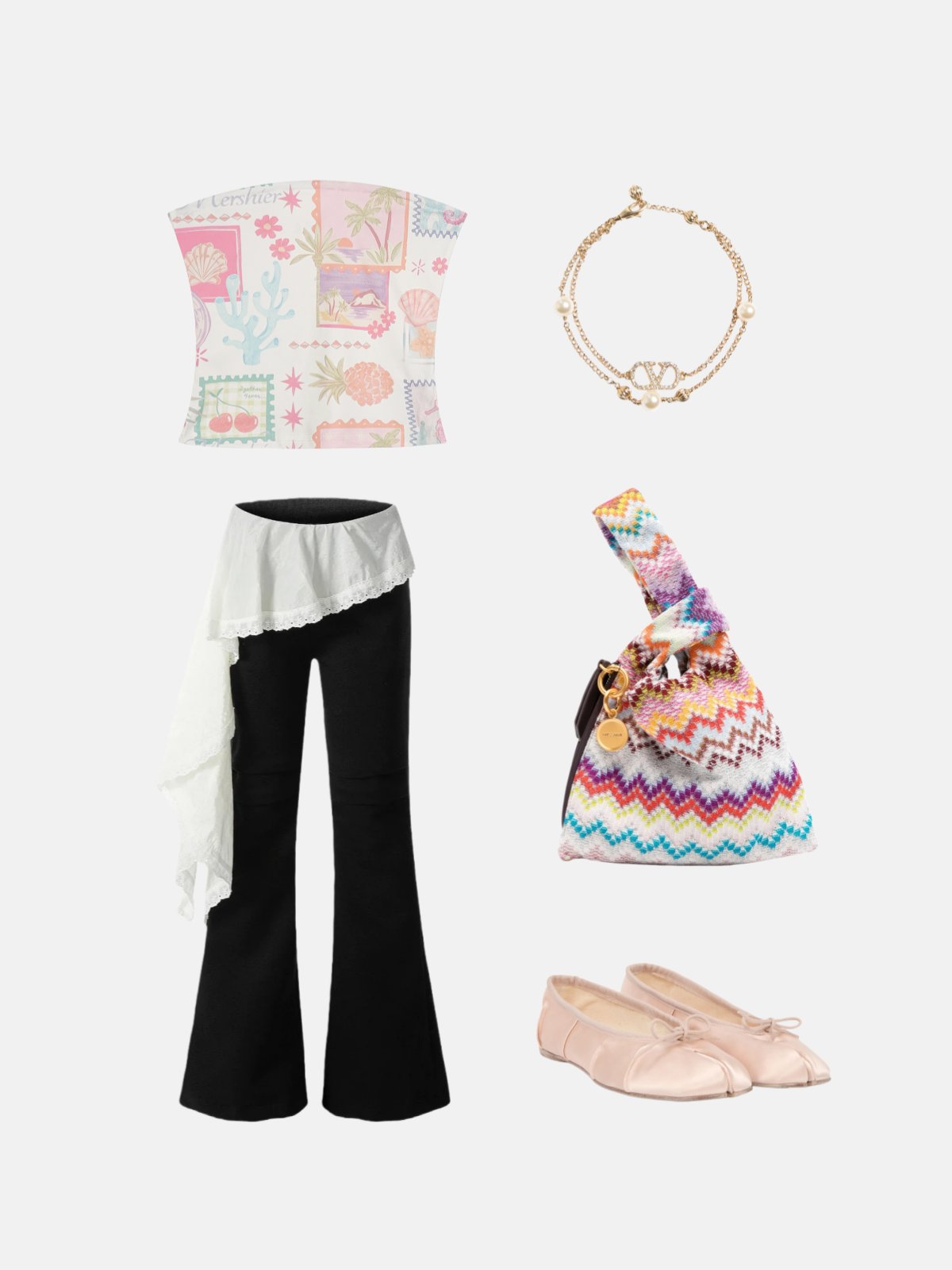 Haaura Tropical Collage Graphic Strapless Tube Top