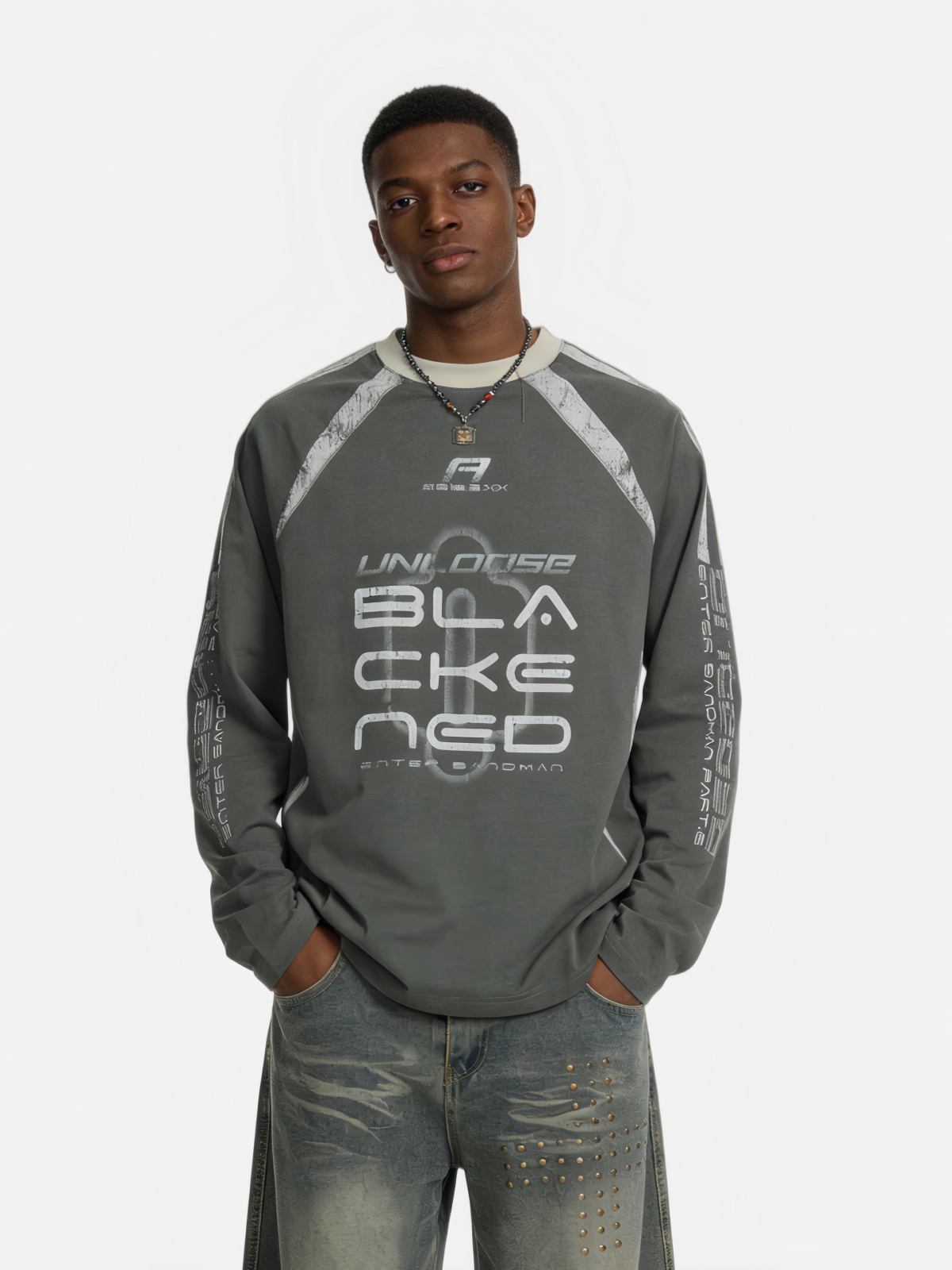Haaura UNLOOSE Blacked Spliced Long Sleeve Tee