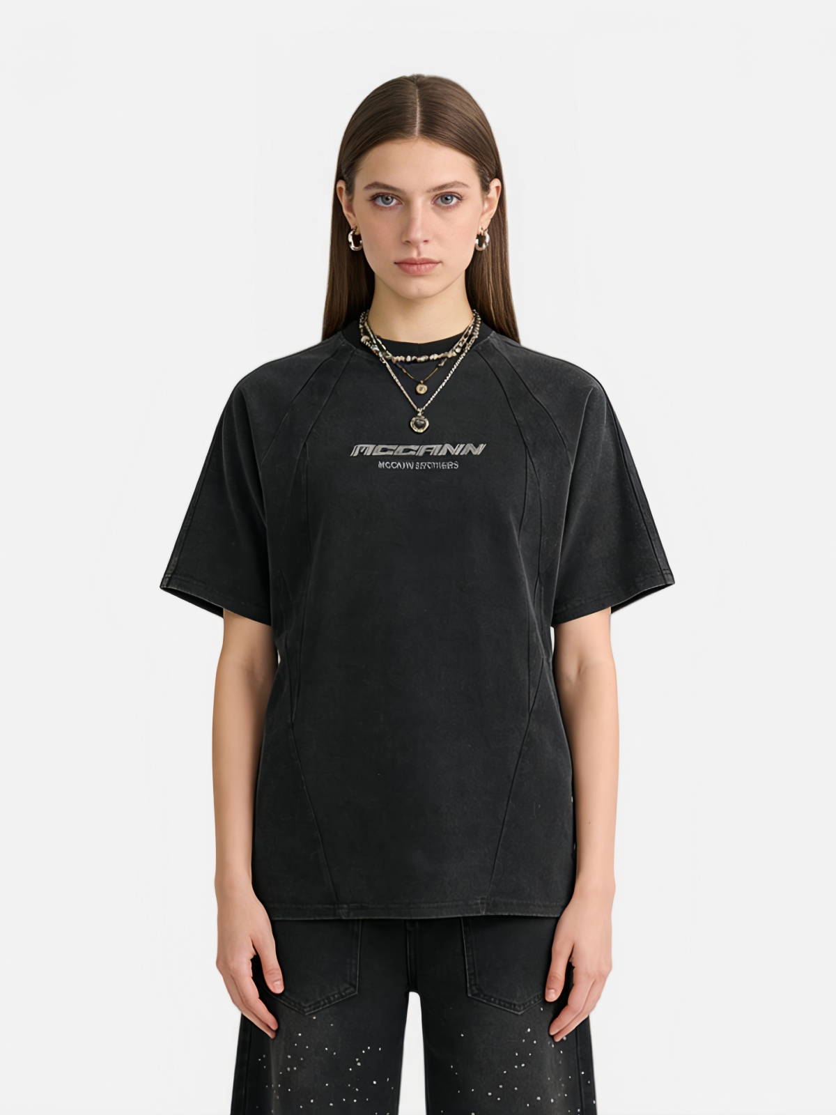 Haaura Vintage Metallic Logo Oversized Tee