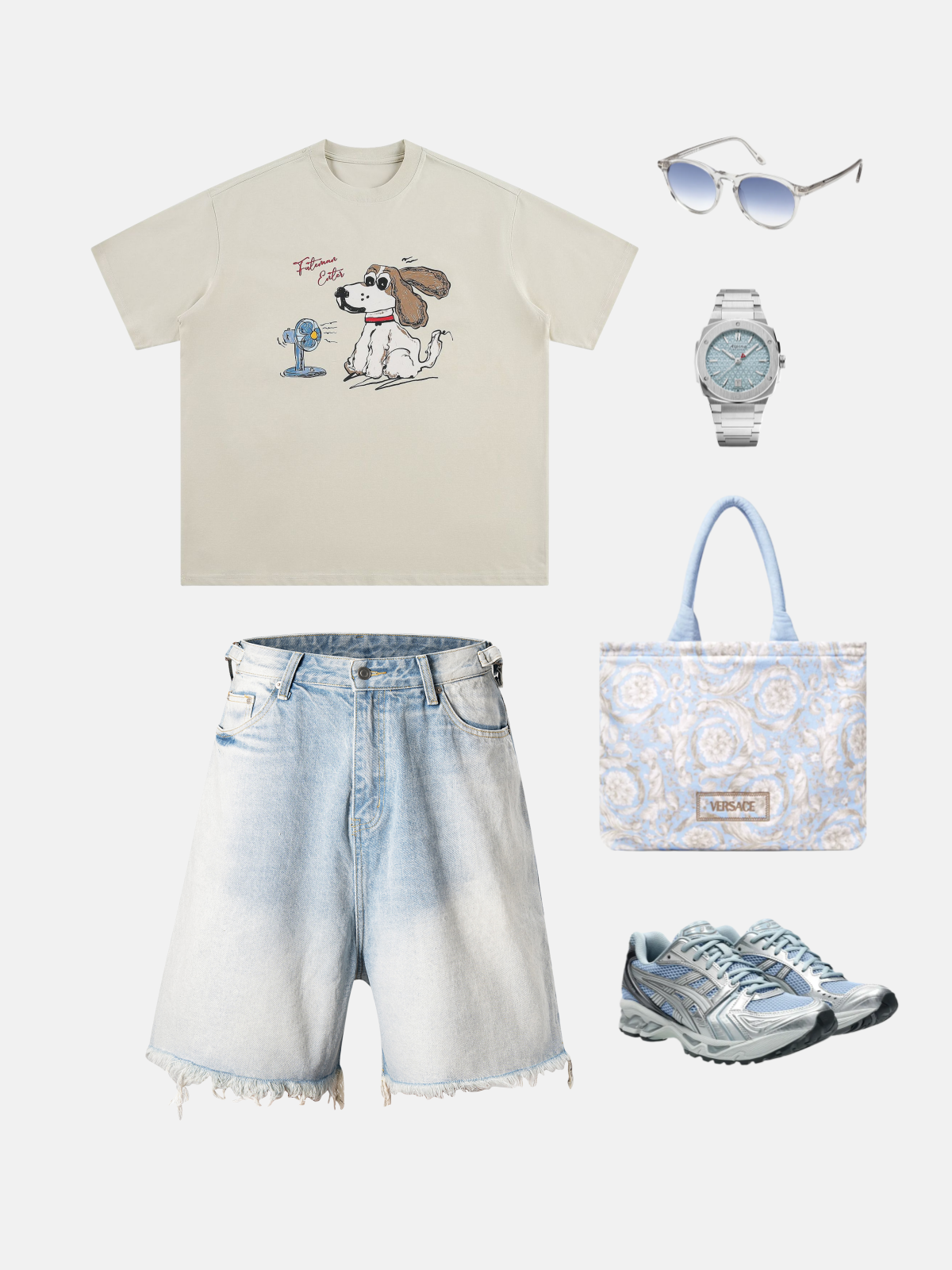 Haaura Washed Gradient Frayed Hem Mid-Rise Jorts