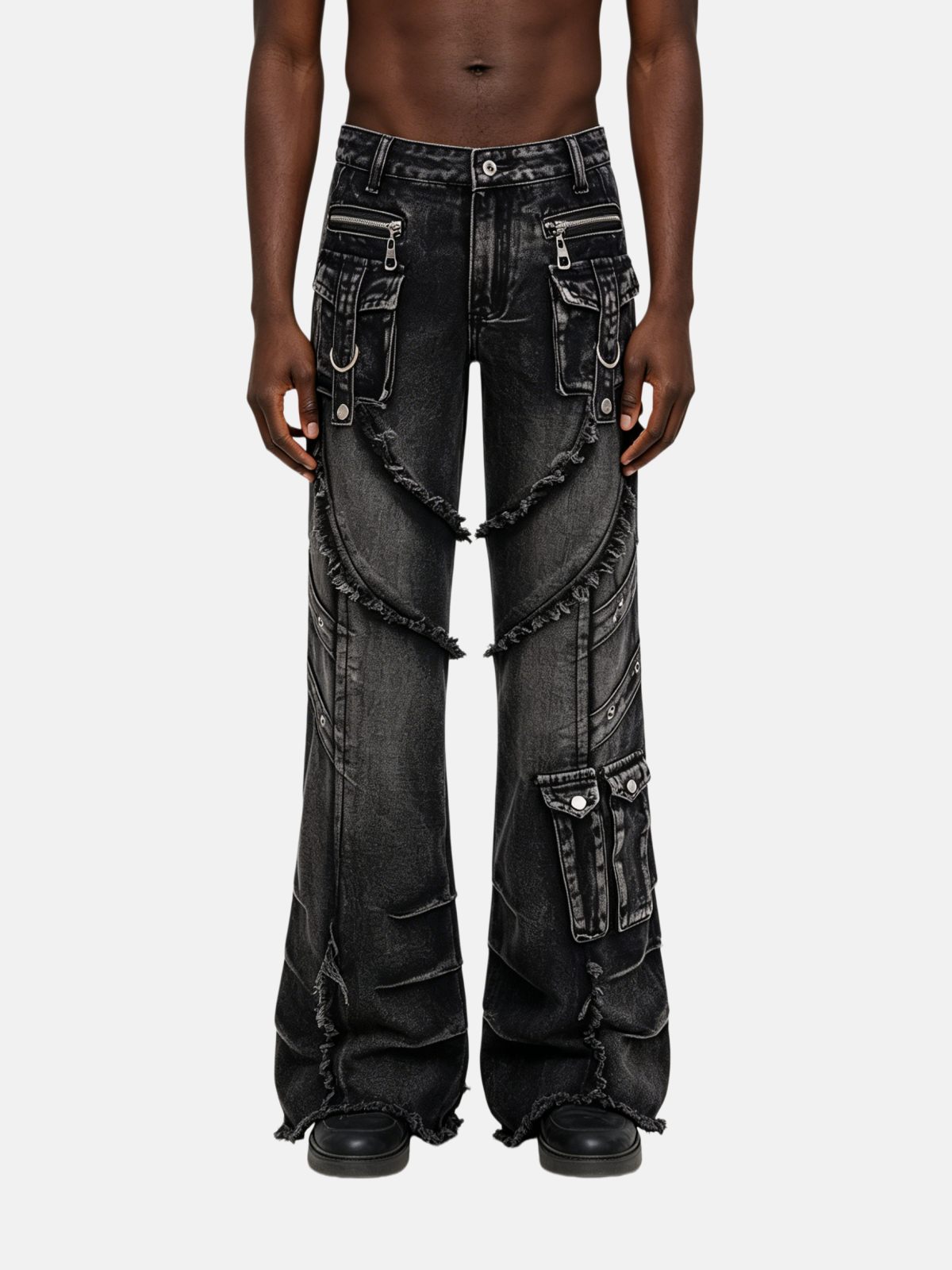 Haaura Washed Multi Pocket Bootcut Jeans