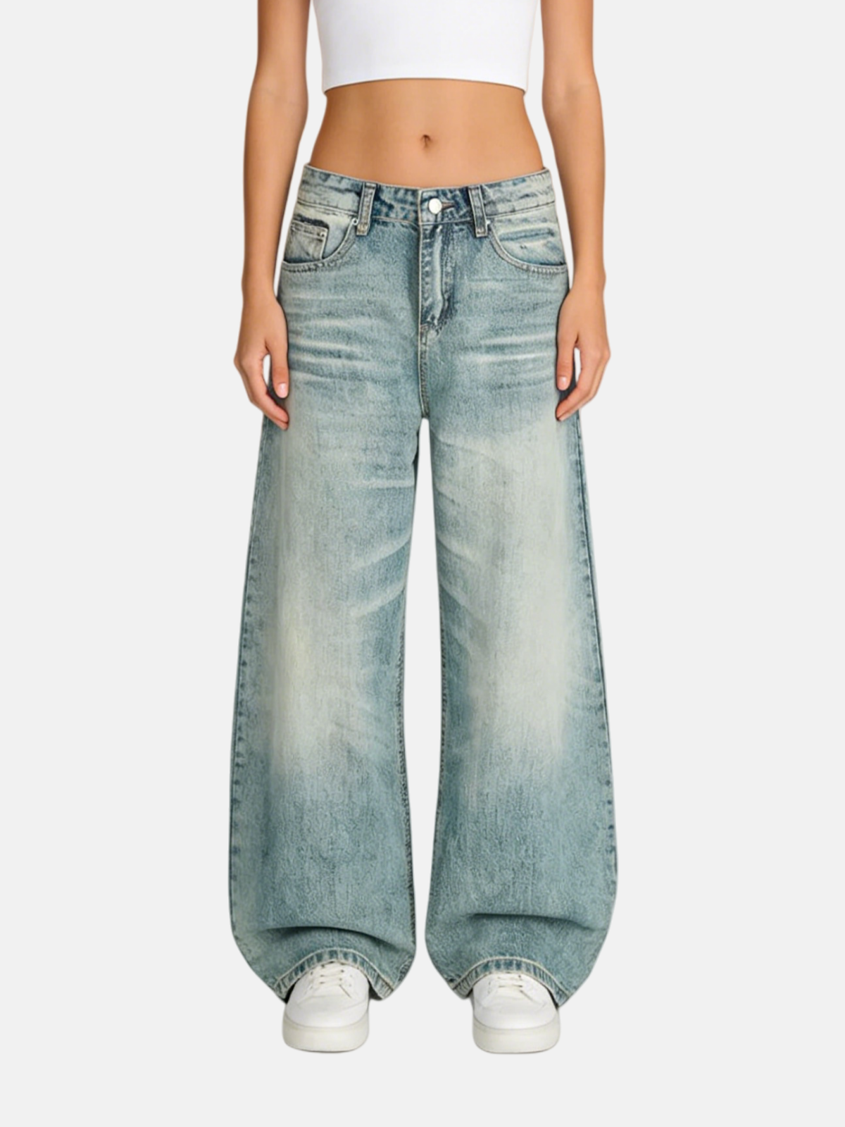 Haaura Washed Whiskering Baaggy Barrel Jeans