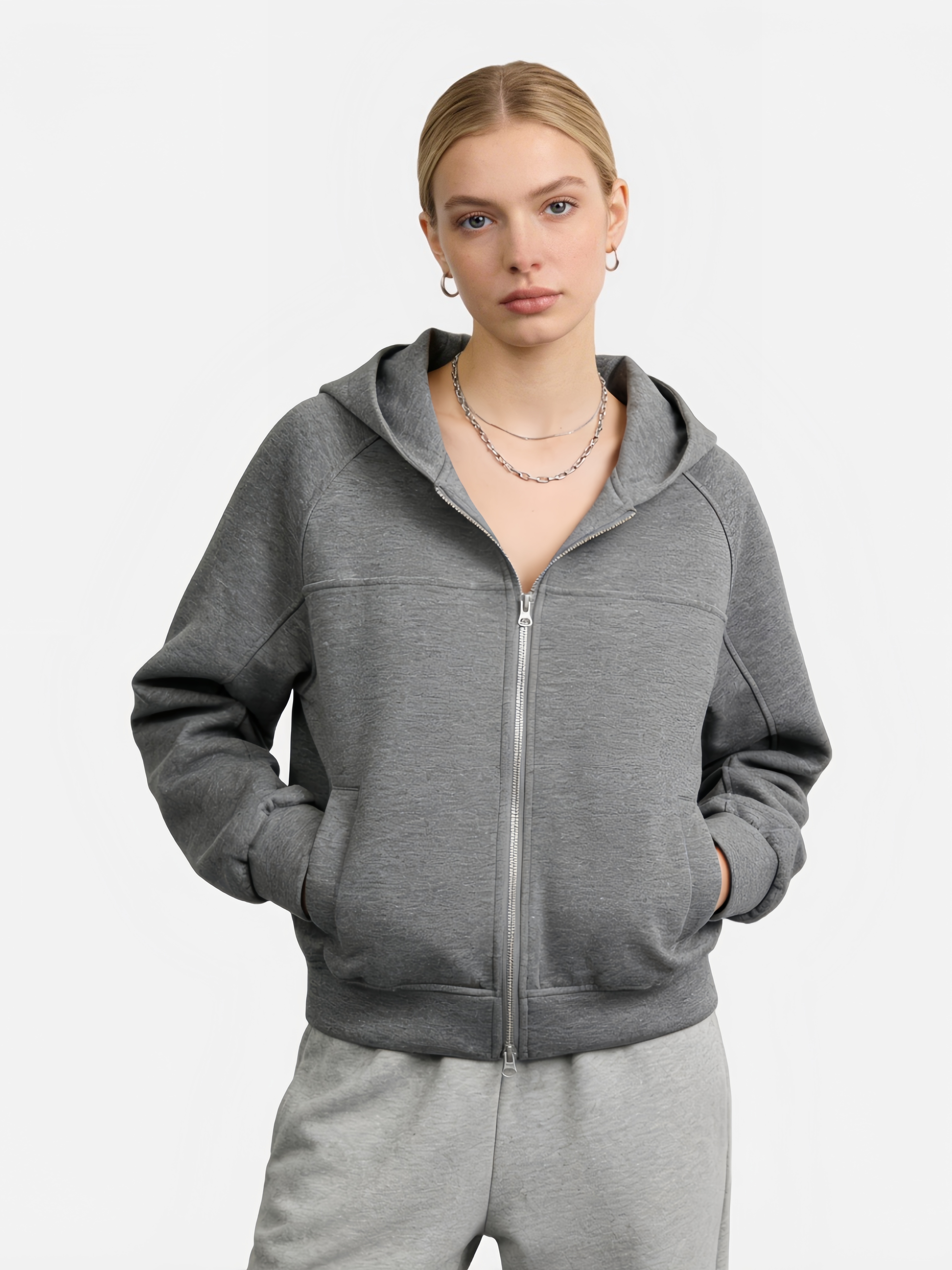 Haaura Zip-Front Hooded Sweatshirt