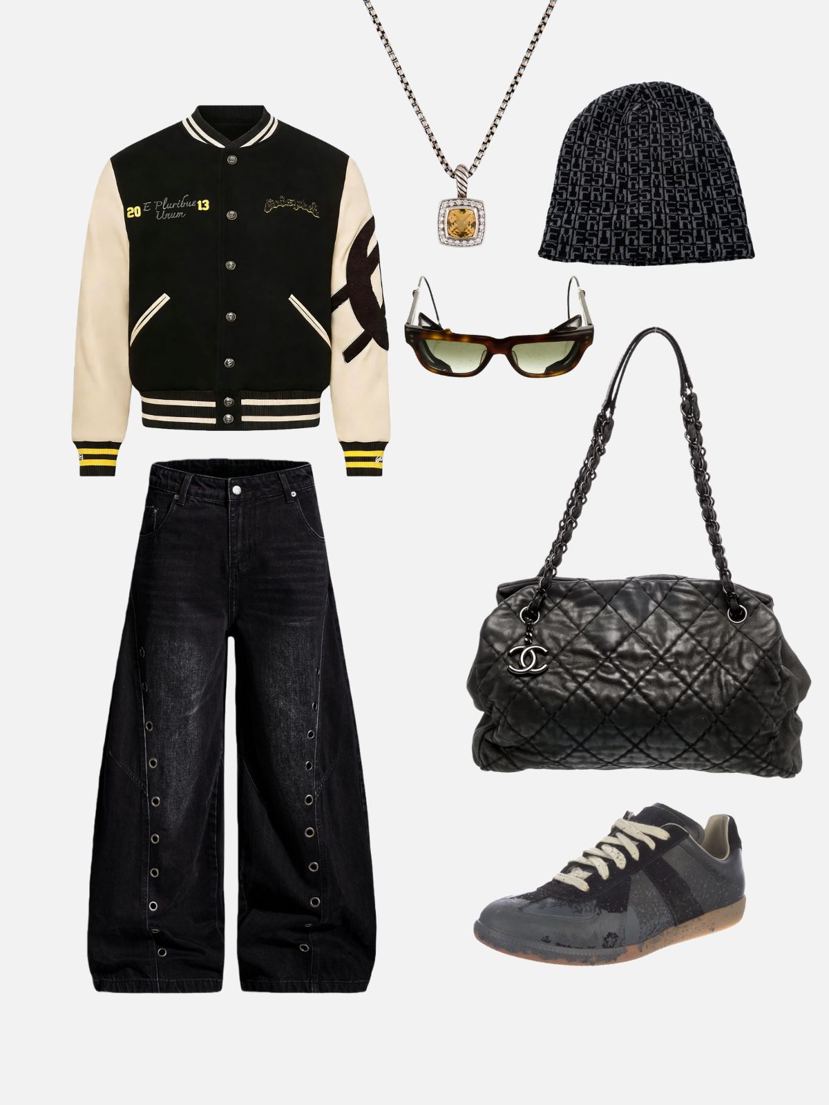 Haaura Patchwork Stripe Baseball Jacket