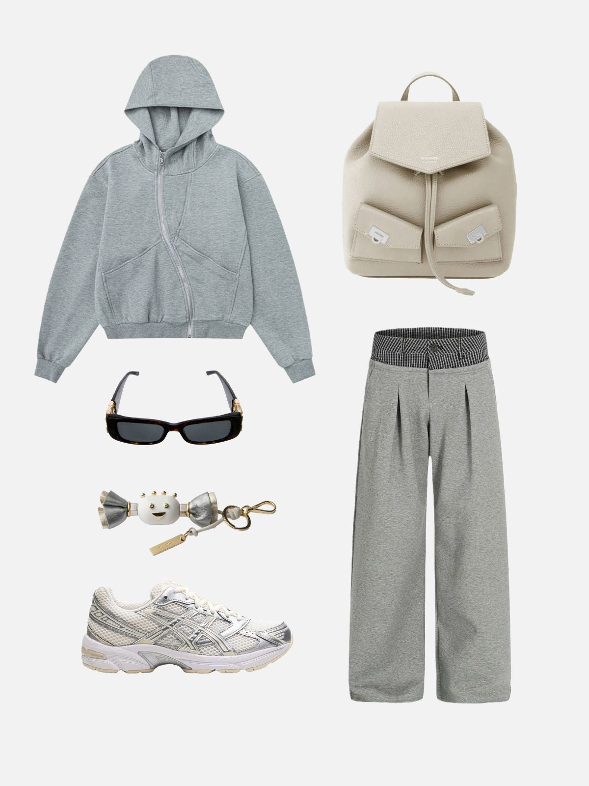 Haaura Plaid Waist Layered Baggy Sweatpants
