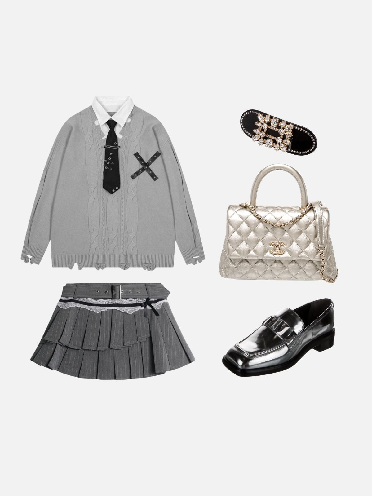 Haaura “X” Studded Knit Sweater