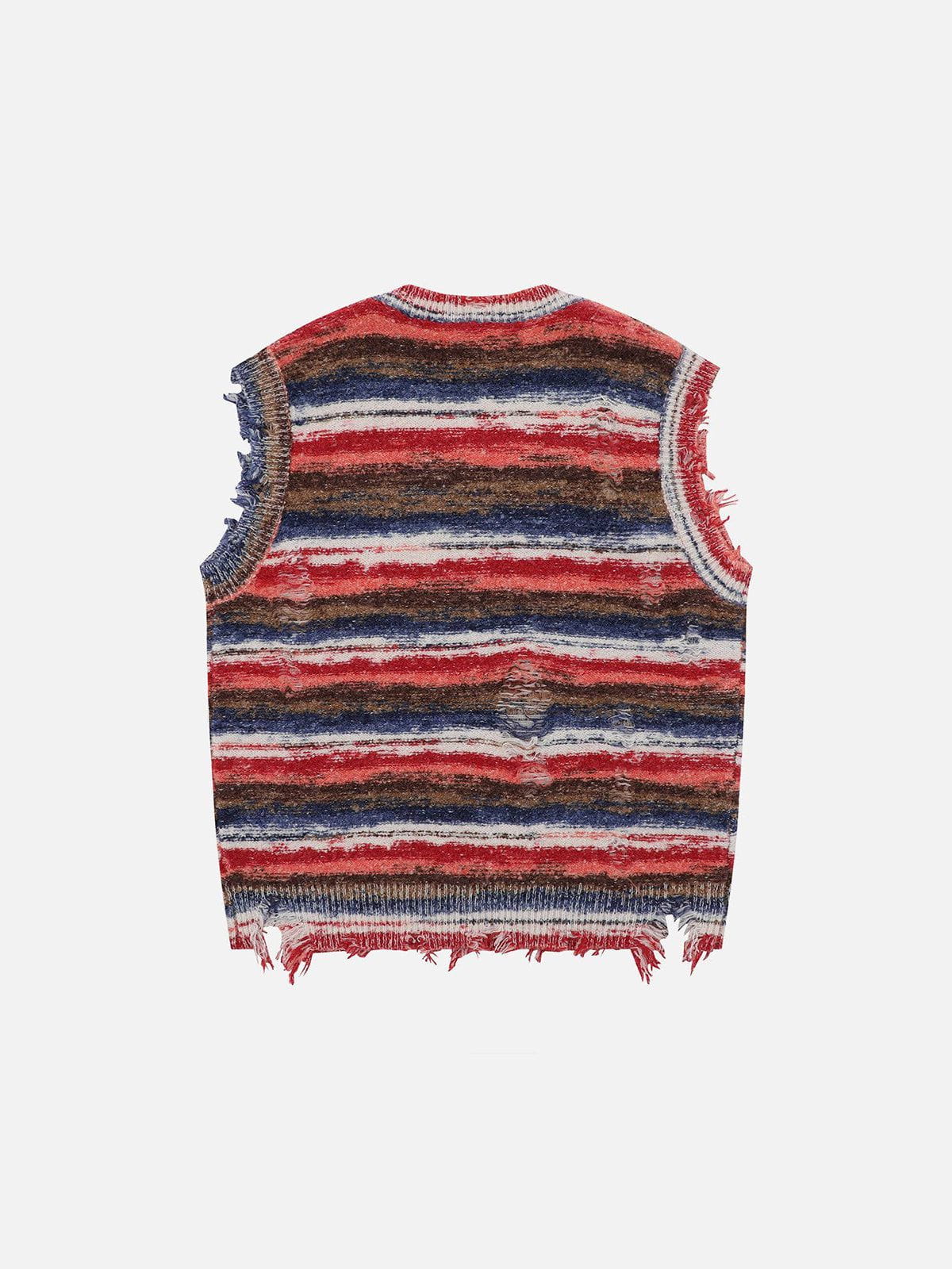 Haaura Distressed Stripe Sweater Vest